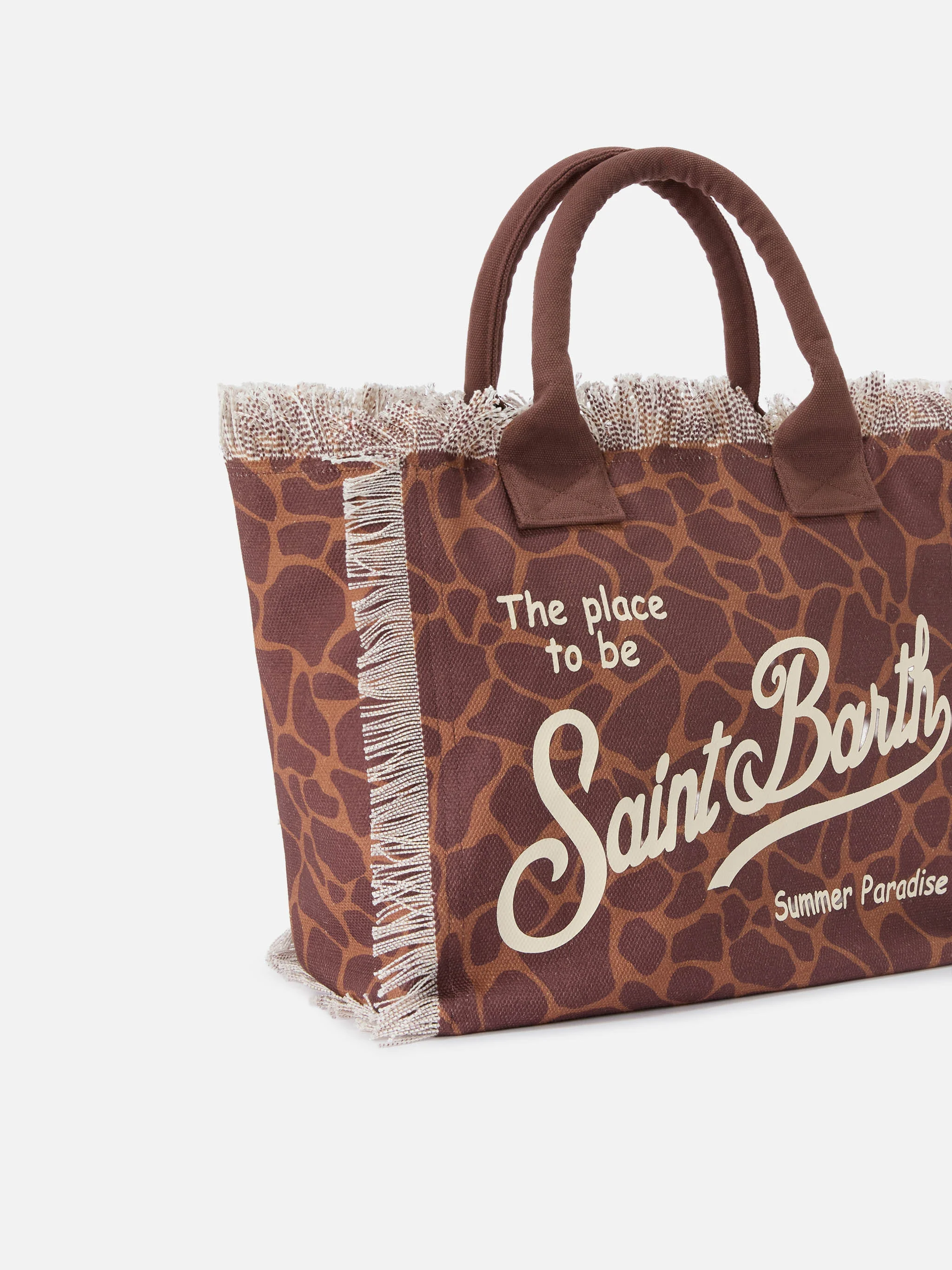 Borsa Vanity regular in canvas con stampa animalier marrone - Image 3