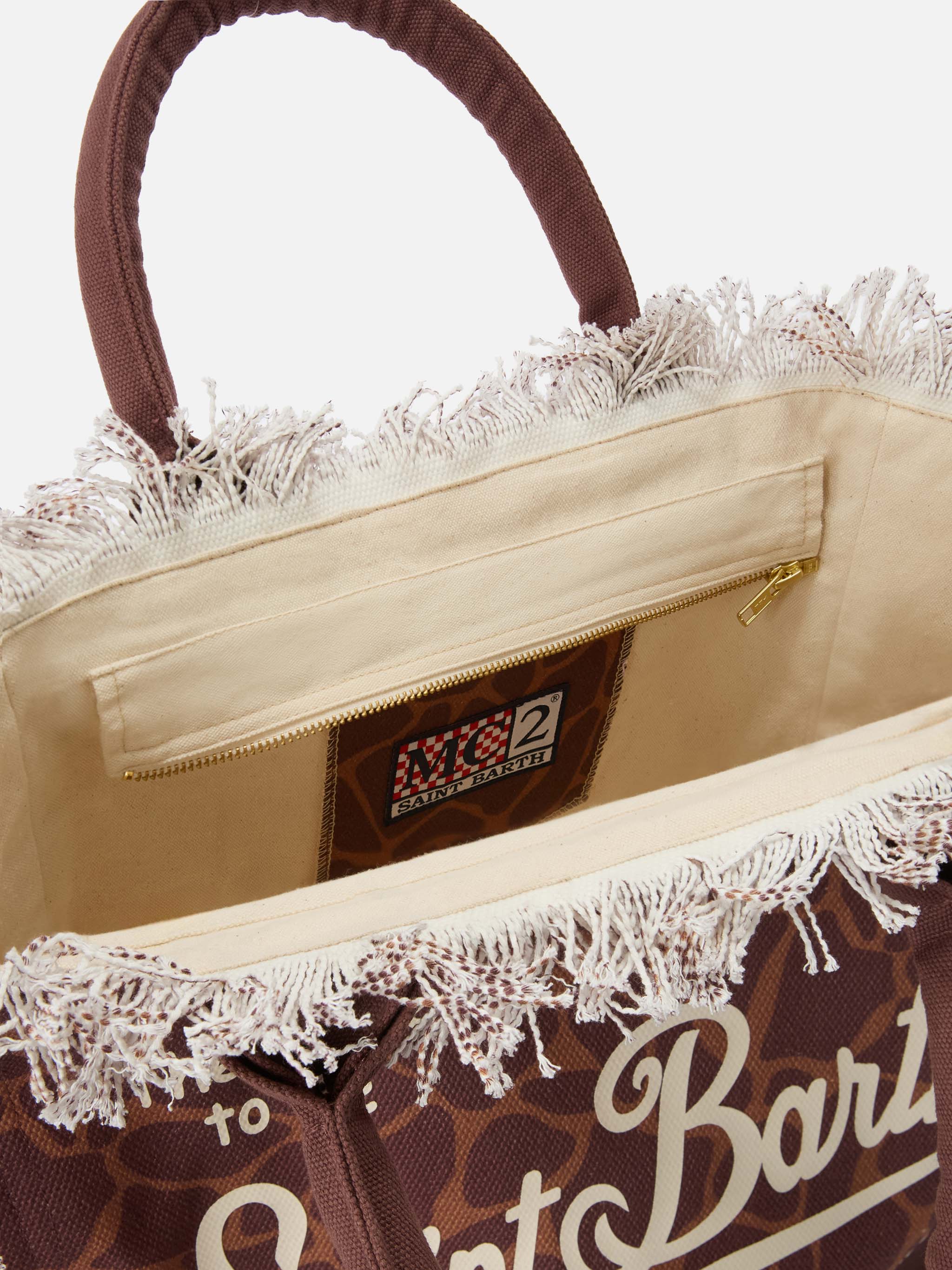 Borsa Vanity regular in canvas con stampa animalier marrone - Image 4