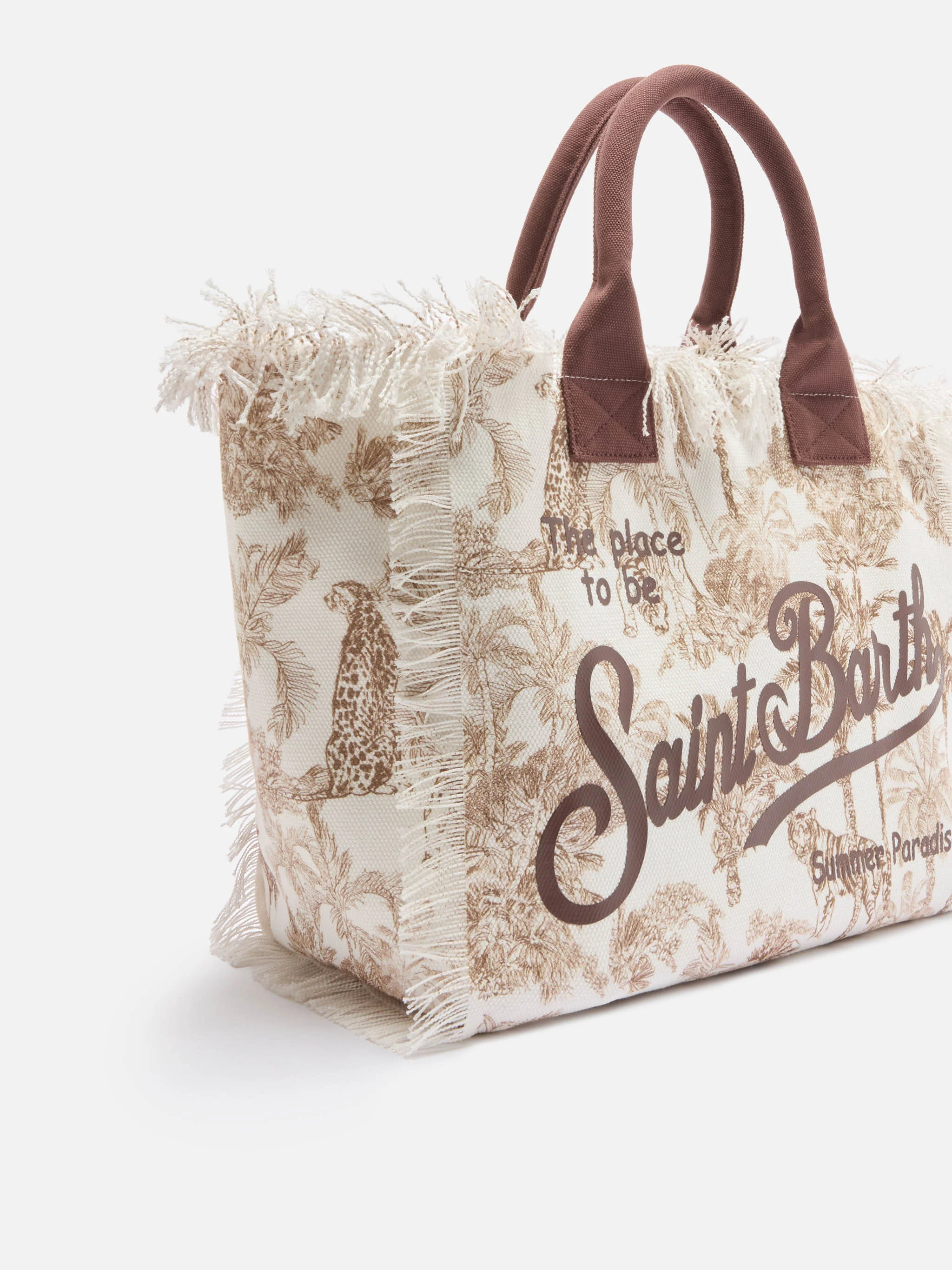 Borsa Vanity regular in canvas con stampa toile de Jouy marrone - Image 2