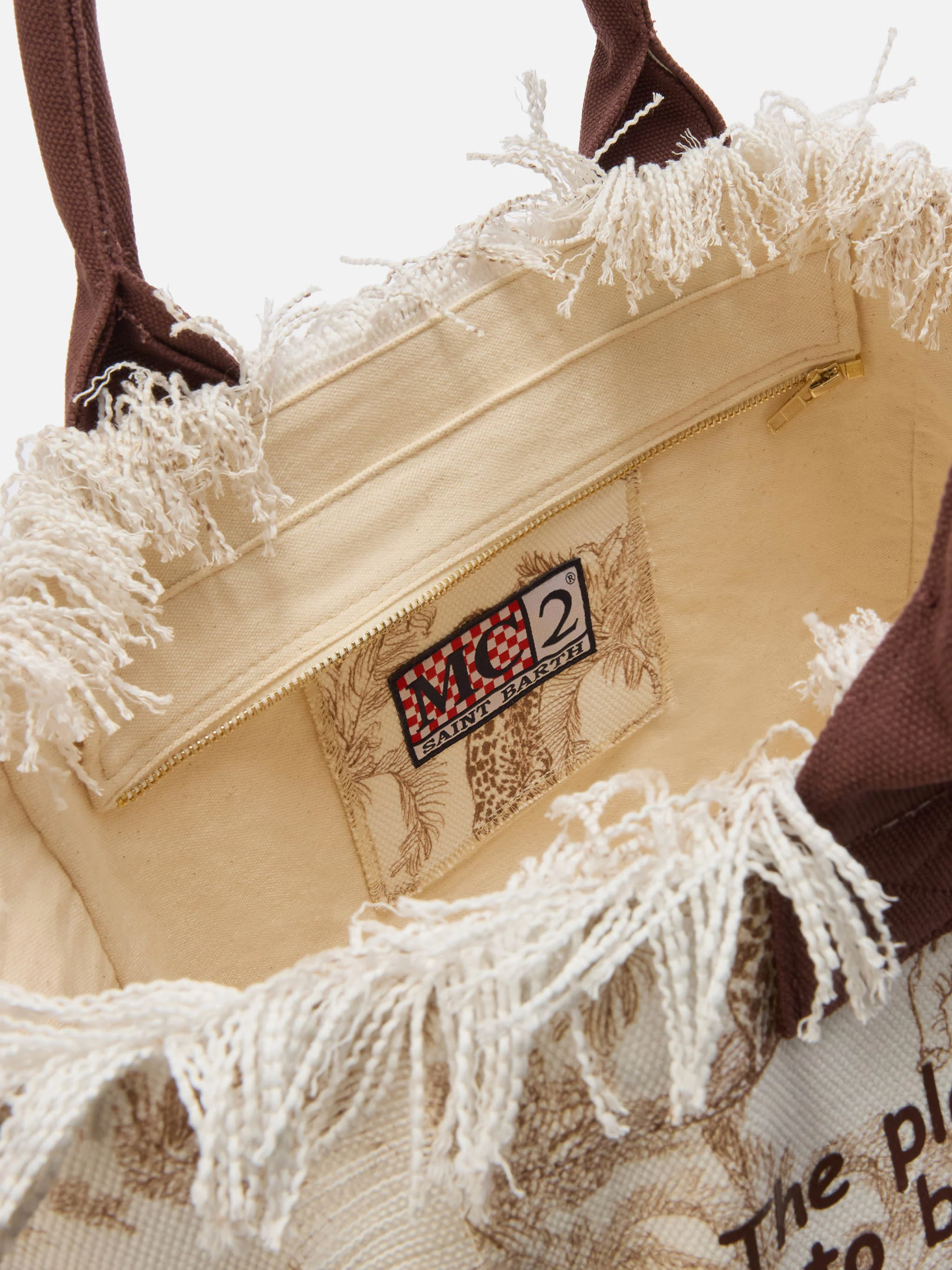 Borsa Vanity regular in canvas con stampa toile de Jouy marrone - Image 3