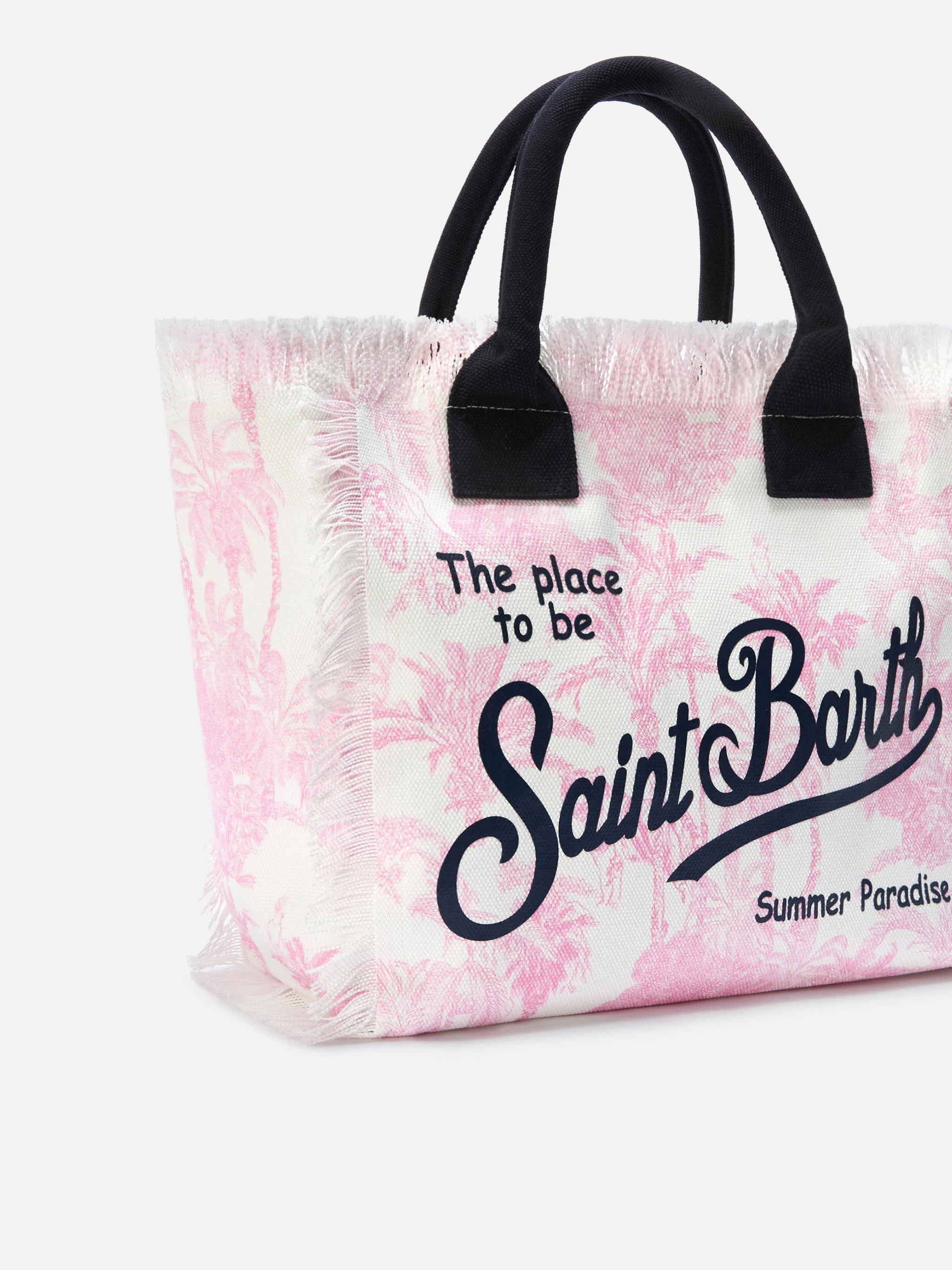 Borsa Vanity regular in canvas con stampa toile de Jouy rosa - Image 3