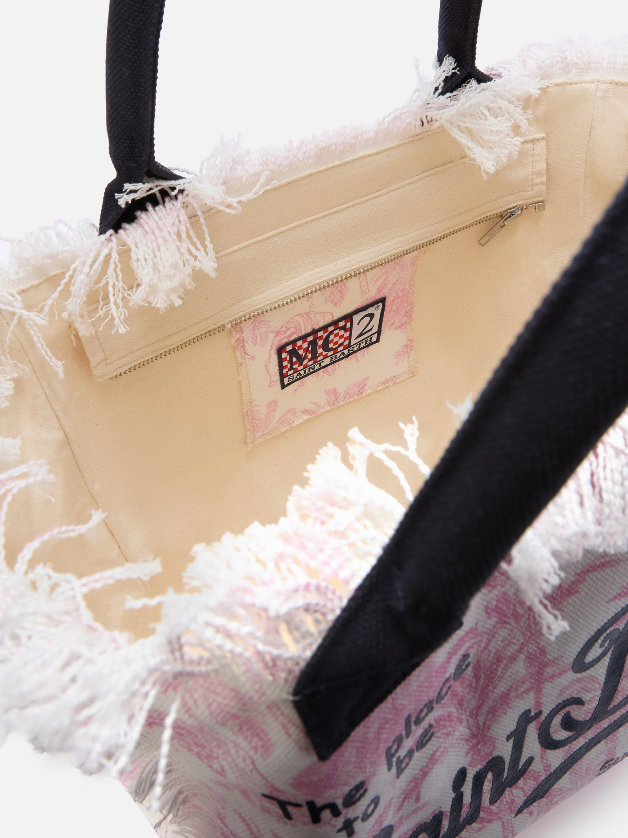 Borsa Vanity regular in canvas con stampa toile de Jouy rosa - Image 4