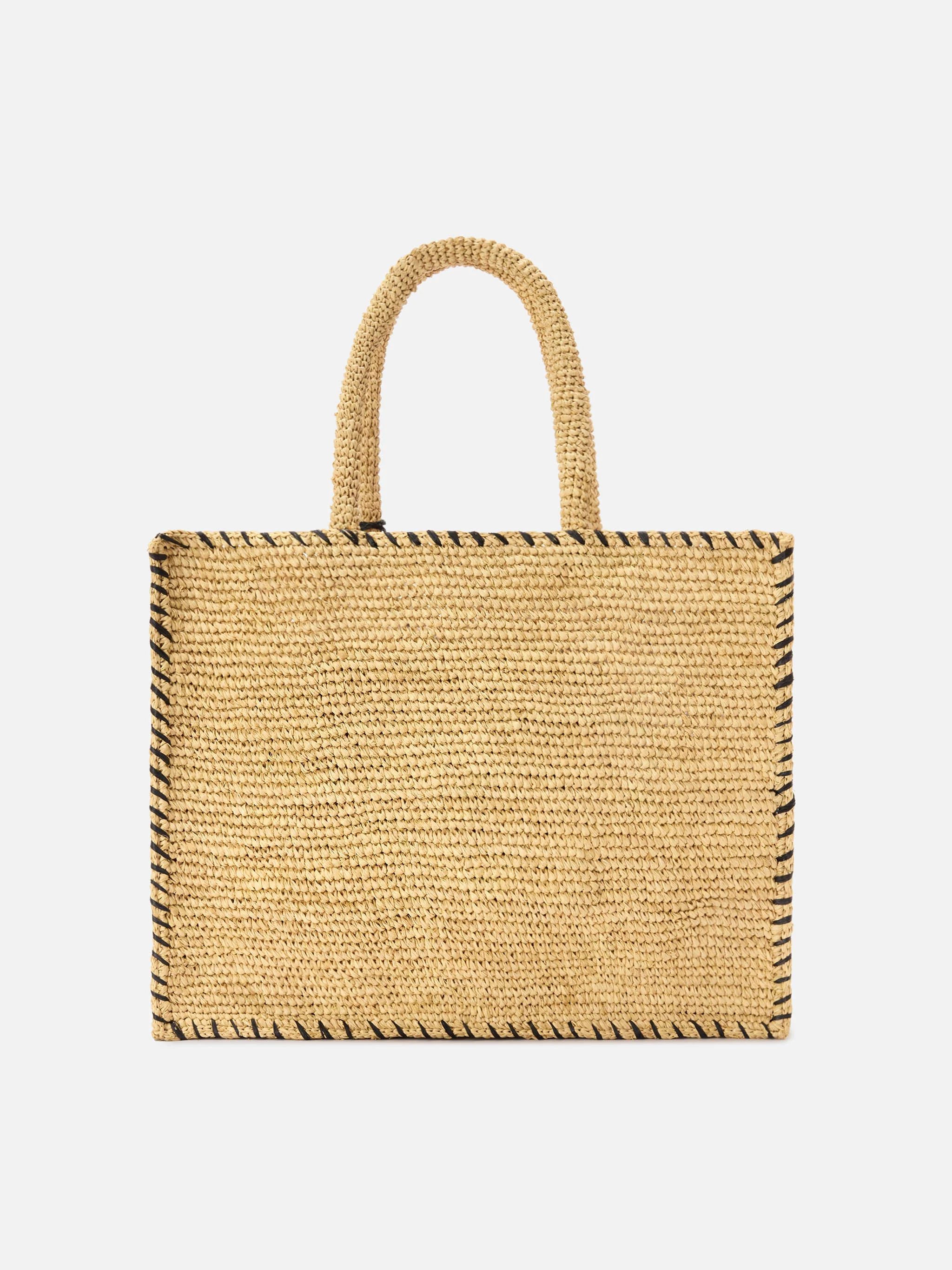 Borsa Vanity regular in raffia con dettagli neri - Image 4