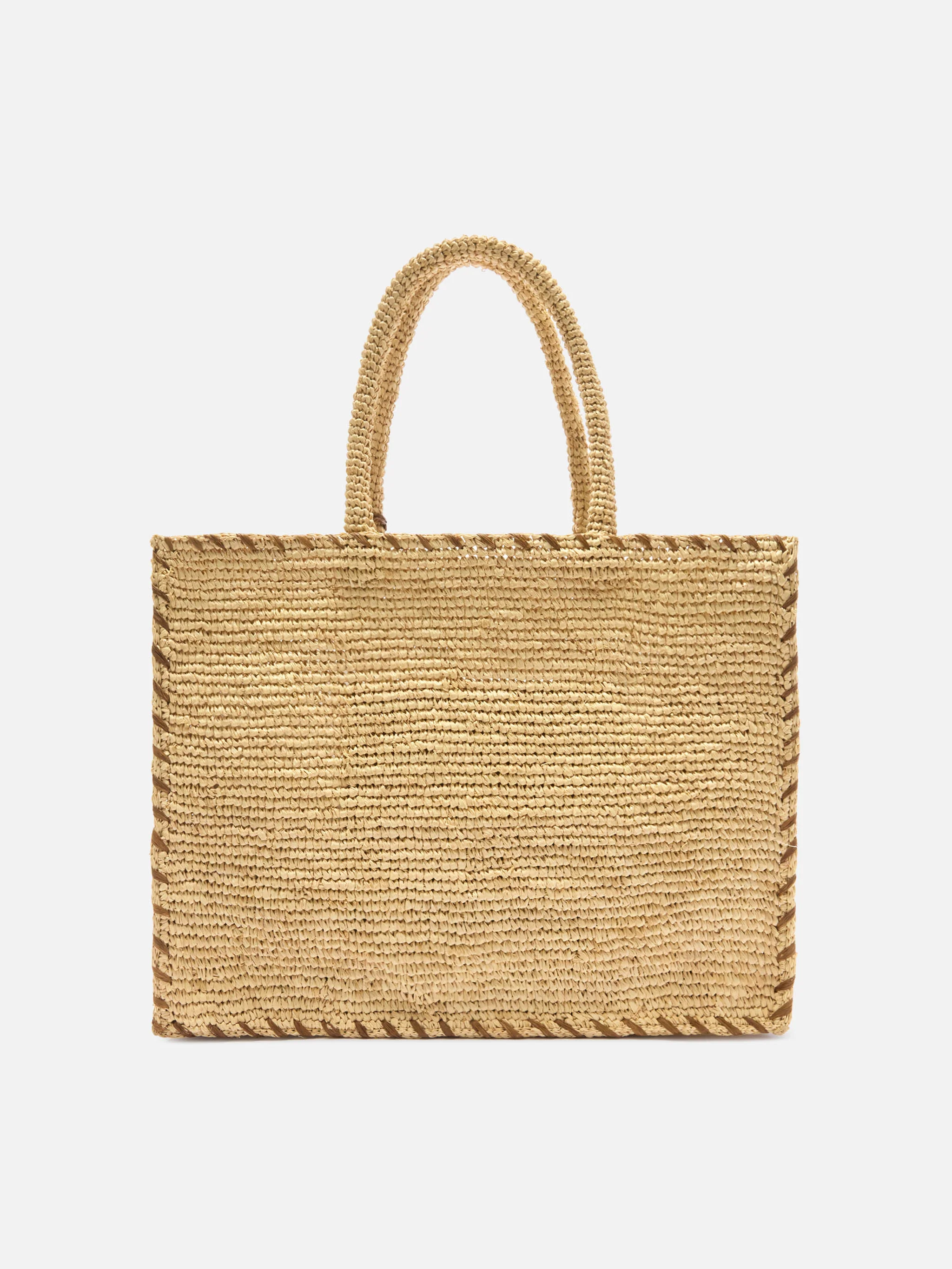 Borsa Vanity regular in raffia con dettagli marroni - Image 4
