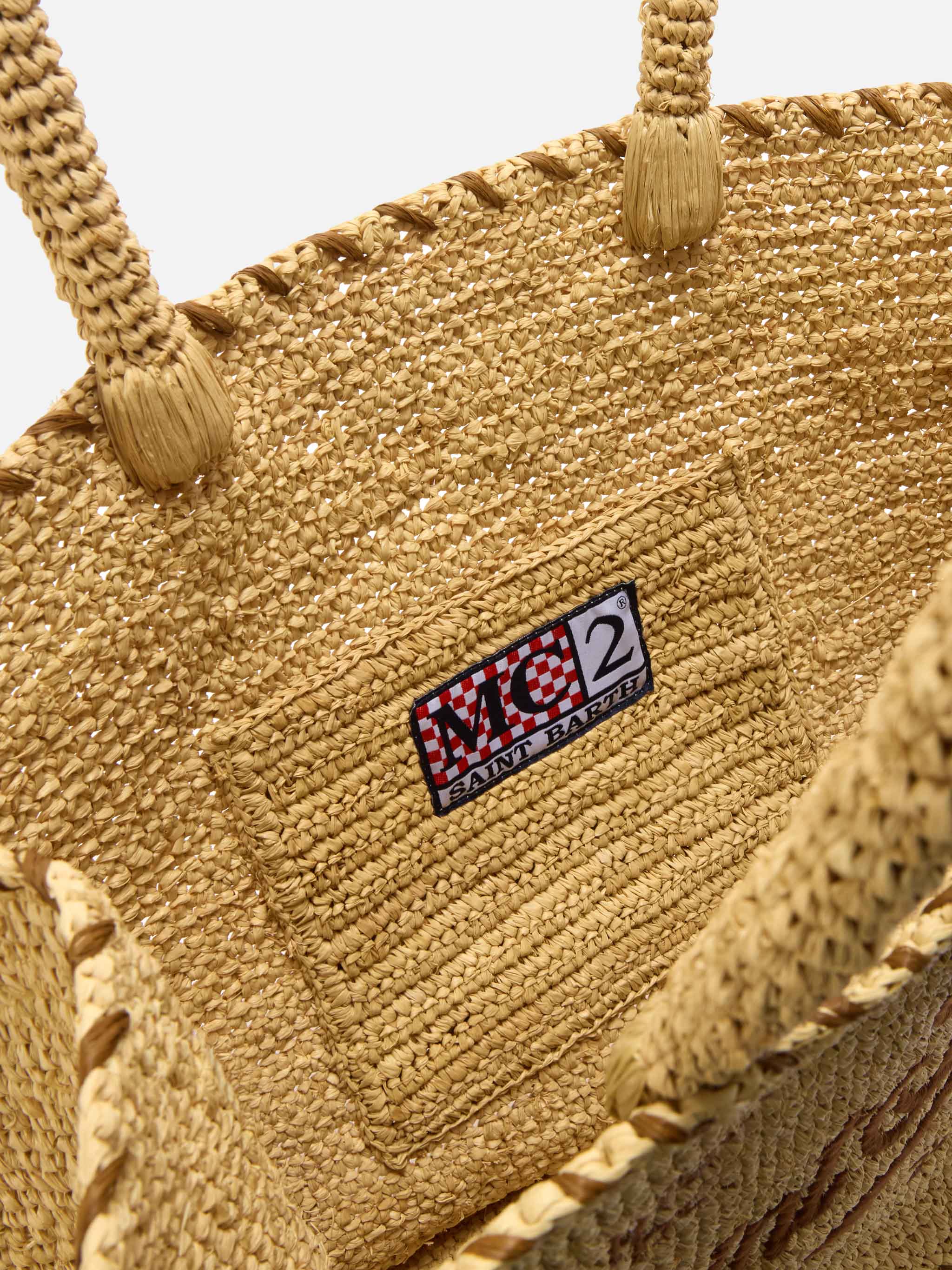 Borsa Vanity regular in raffia con dettagli marroni - Image 5