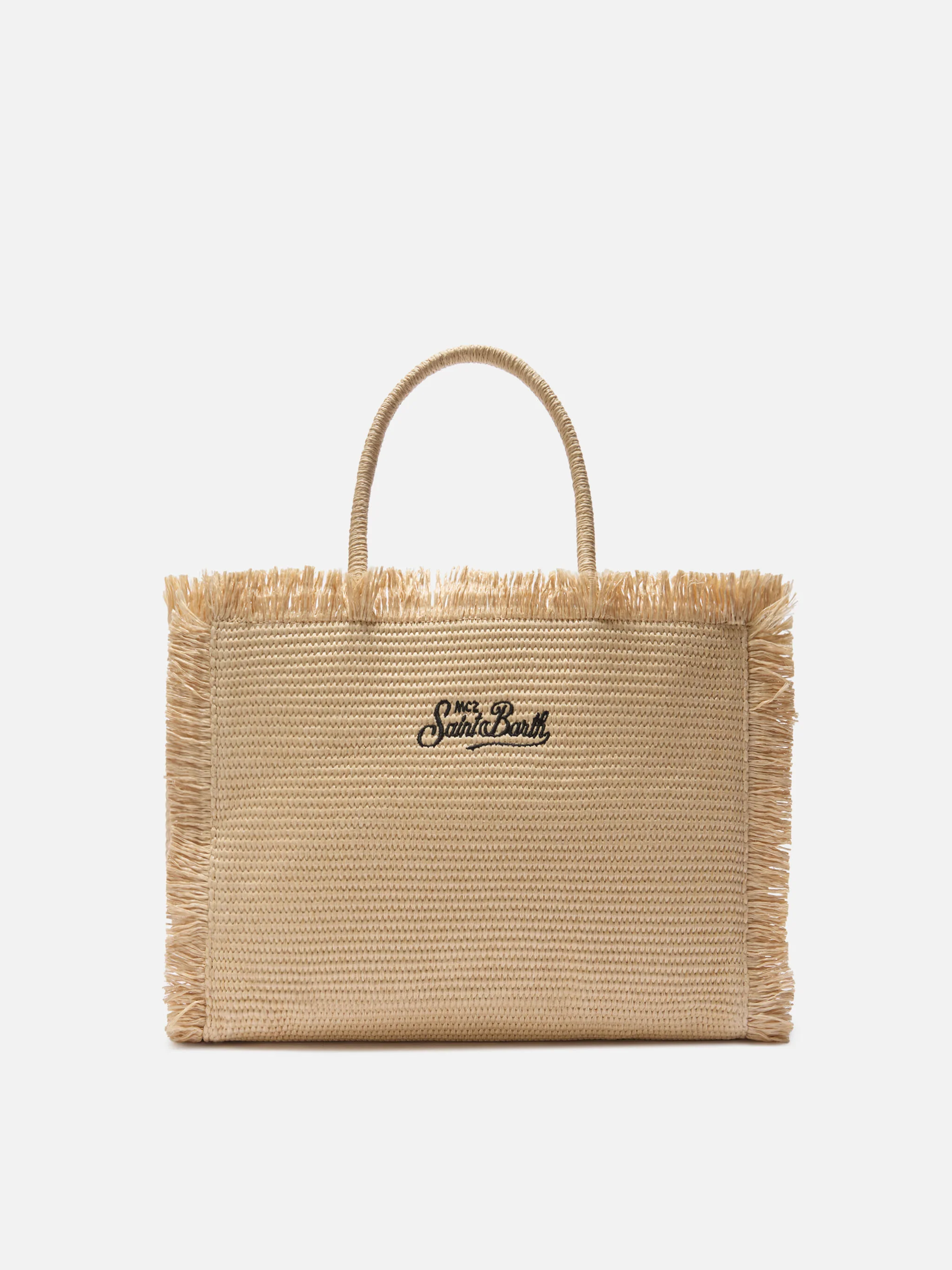 Borsa Vanity regular effetto paglia con logo ricamato a contrasto - Image 3