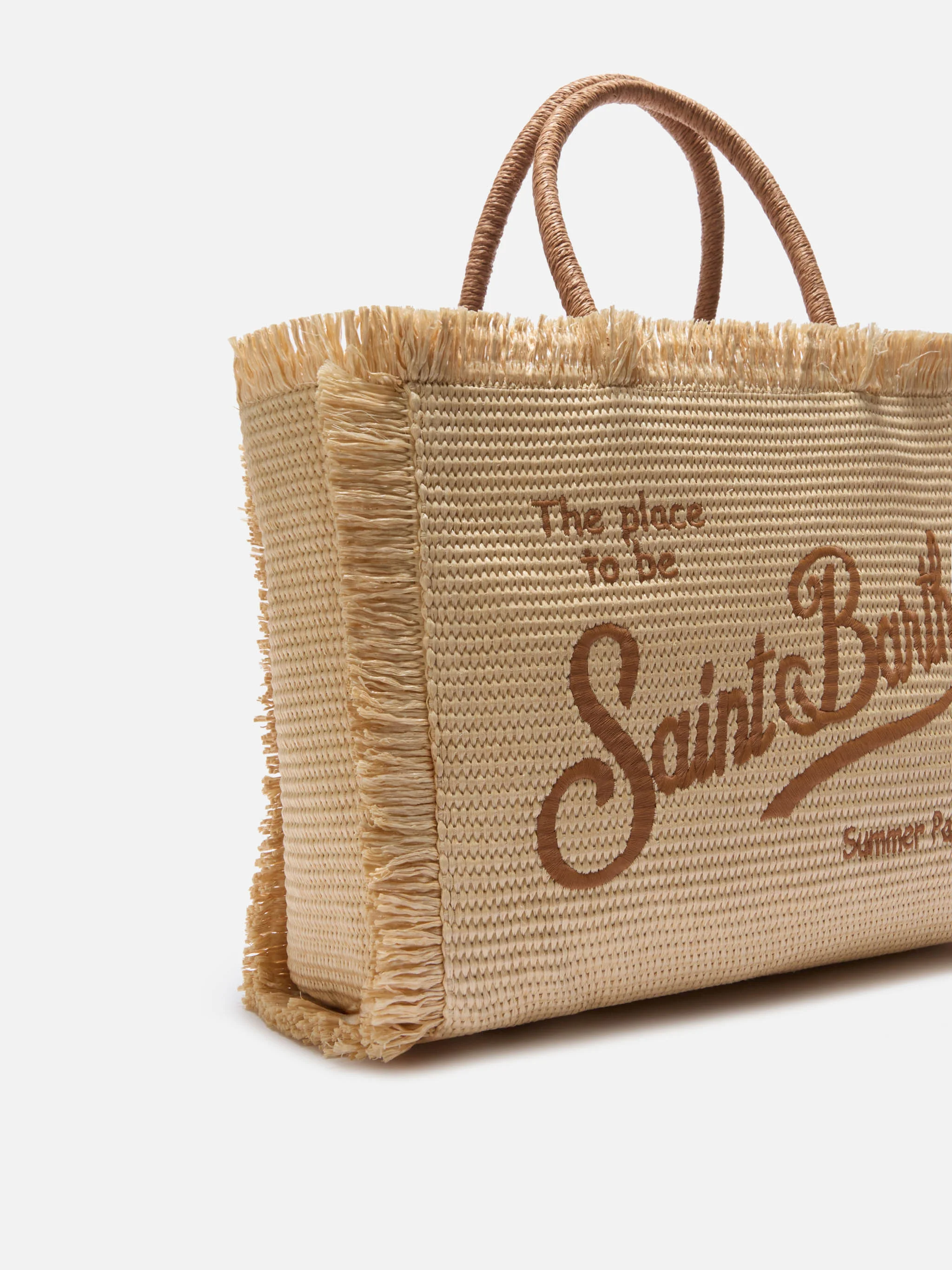 Borsa Vanity regular effetto paglia con logo ricamato - Image 2