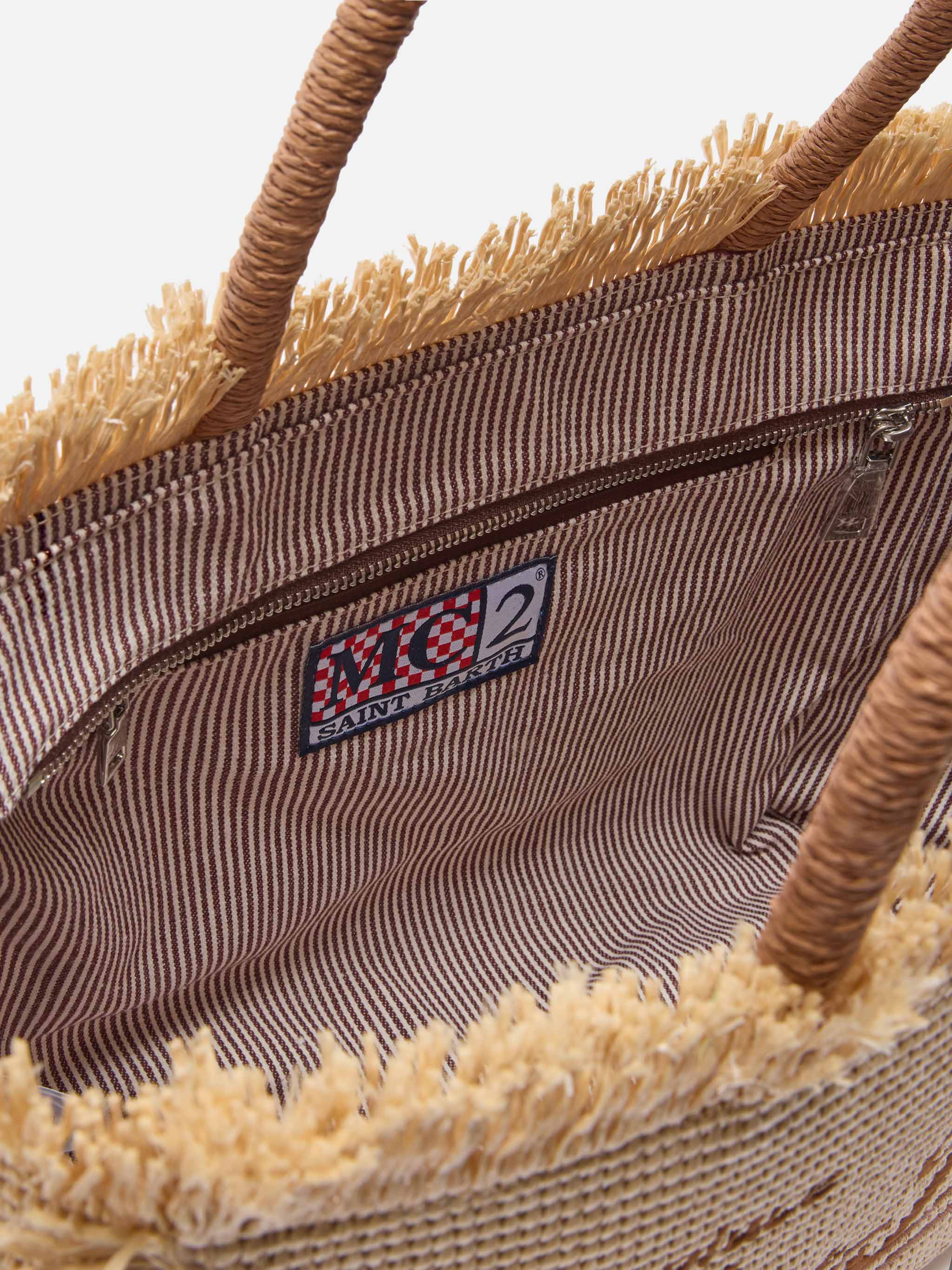 Borsa Vanity regular effetto paglia con logo ricamato - Image 4