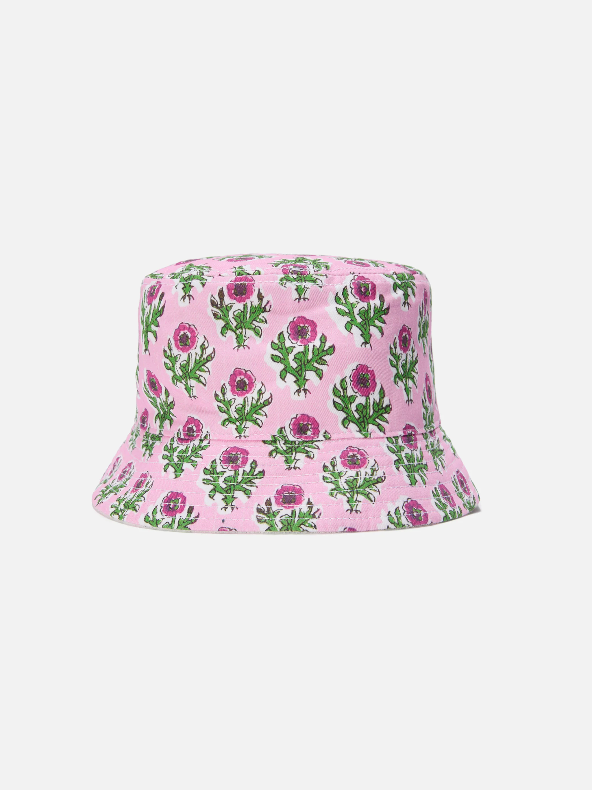 Cappello bucket reversibile con stampa floreale boho e spugna bianca - Image 3