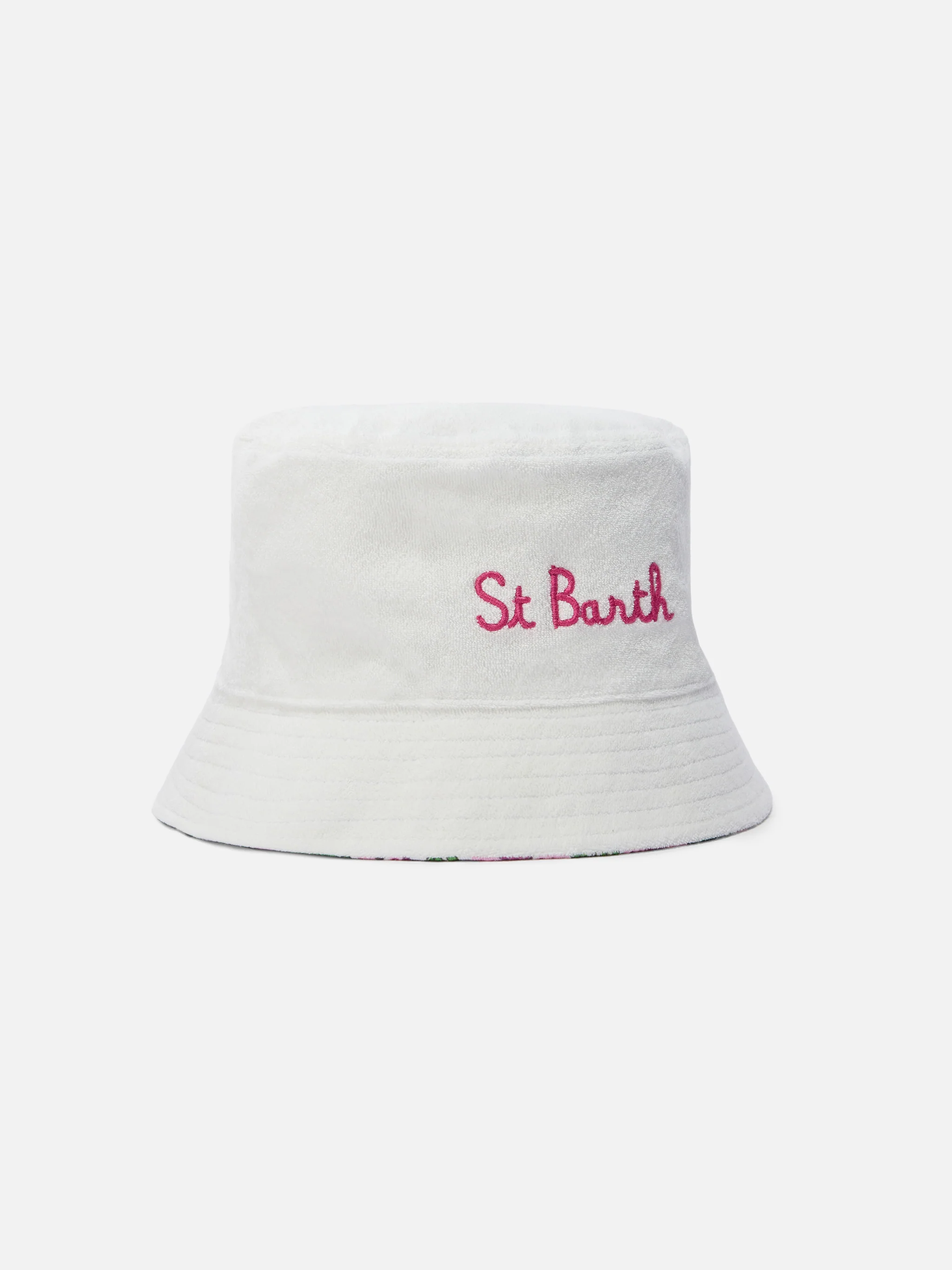 Cappello bucket reversibile con stampa floreale boho e spugna bianca - Image 4
