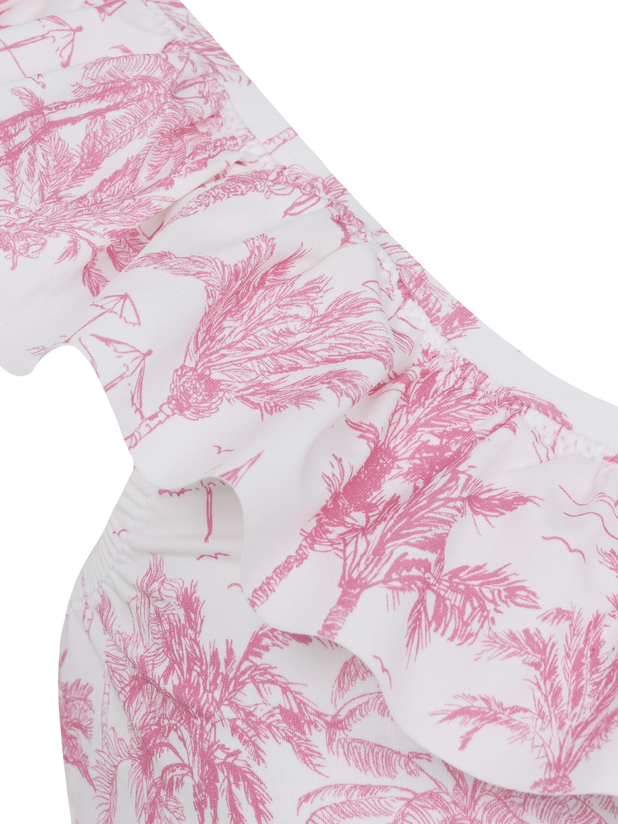 Bikini monospalla Rey con volant e stampa Toile de Jouy - Image 3