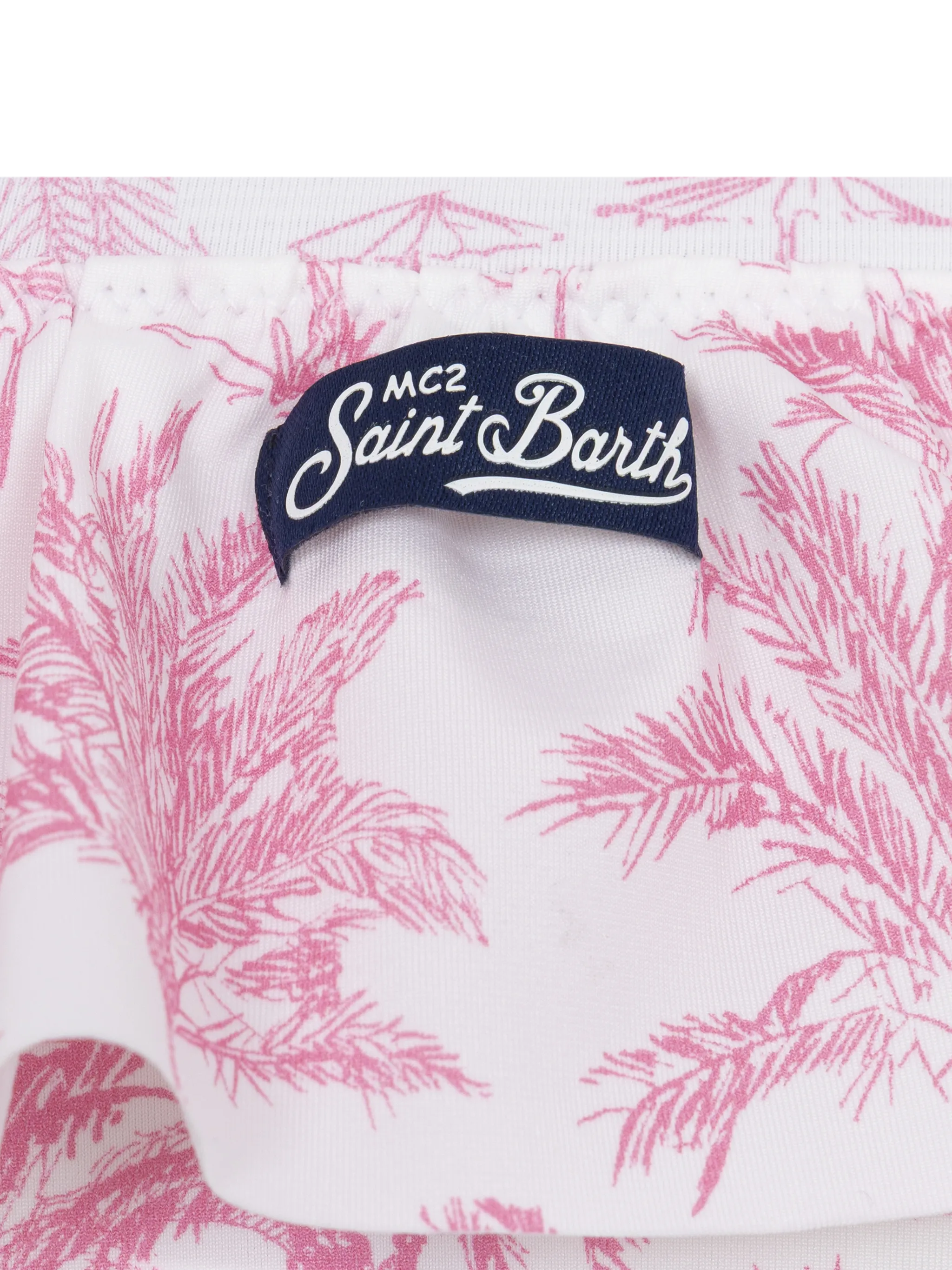 Bikini monospalla Rey con volant e stampa Toile de Jouy - Image 4