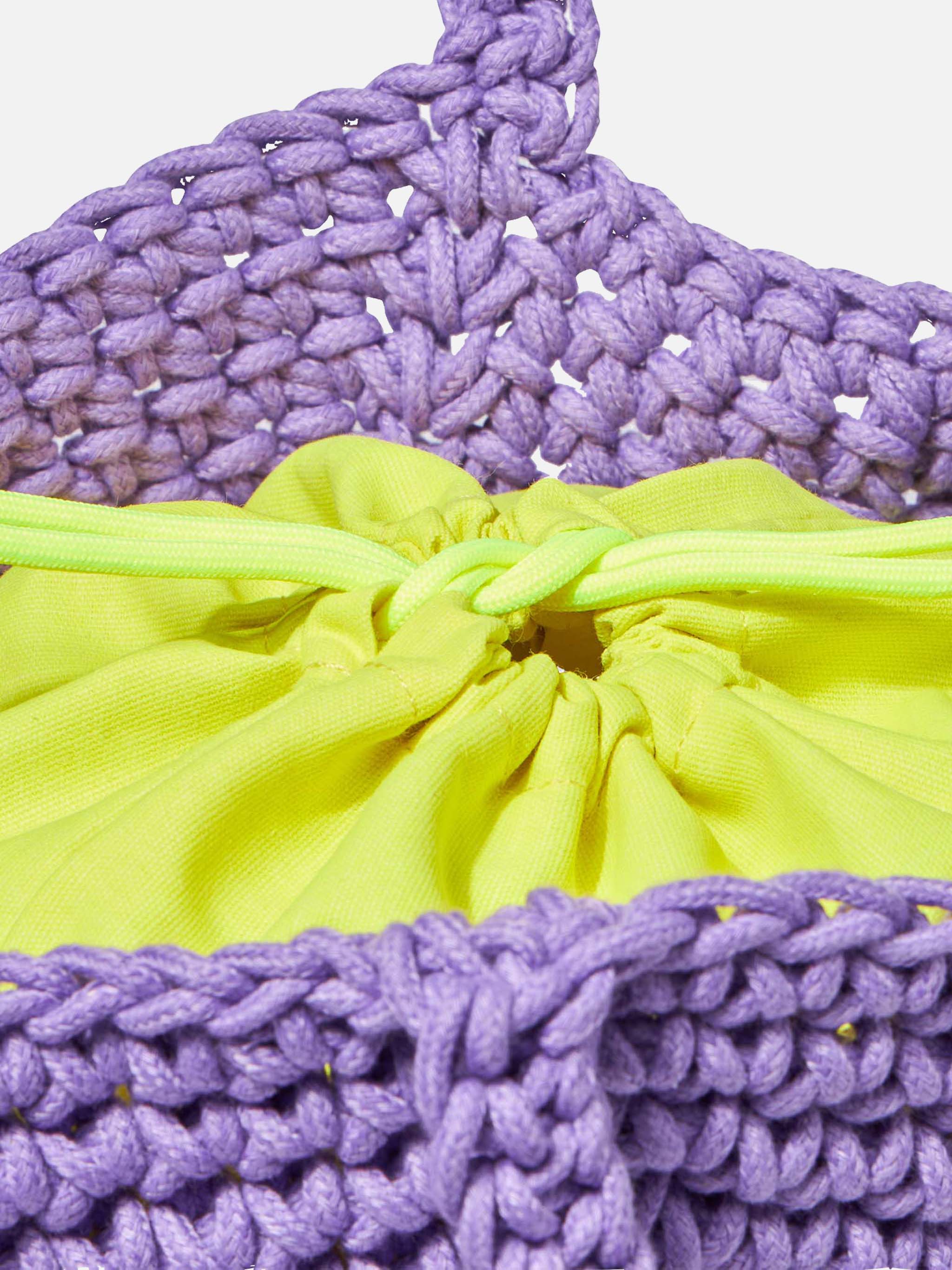 Borsa a spalla all'uncinetto in corda viola - Image 4
