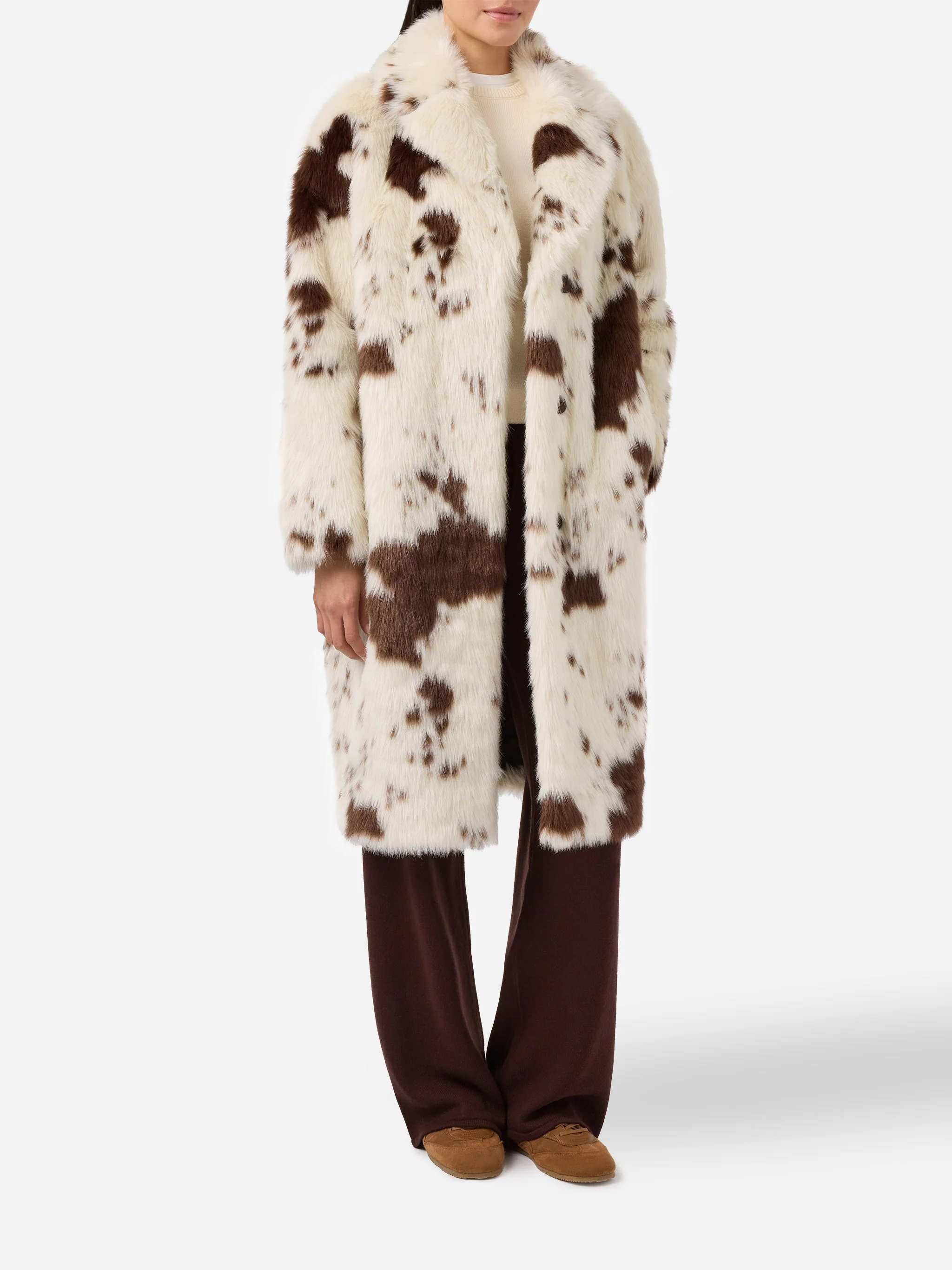 Cappotto Rouge in faux fur con stampa muccata