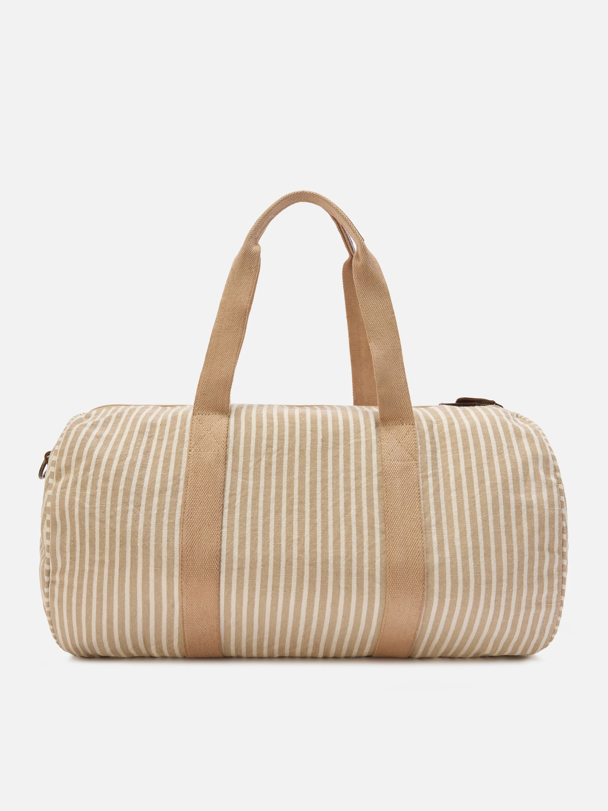 Borsone Round Jetleg in lino a righe beige e bianche - Image 3