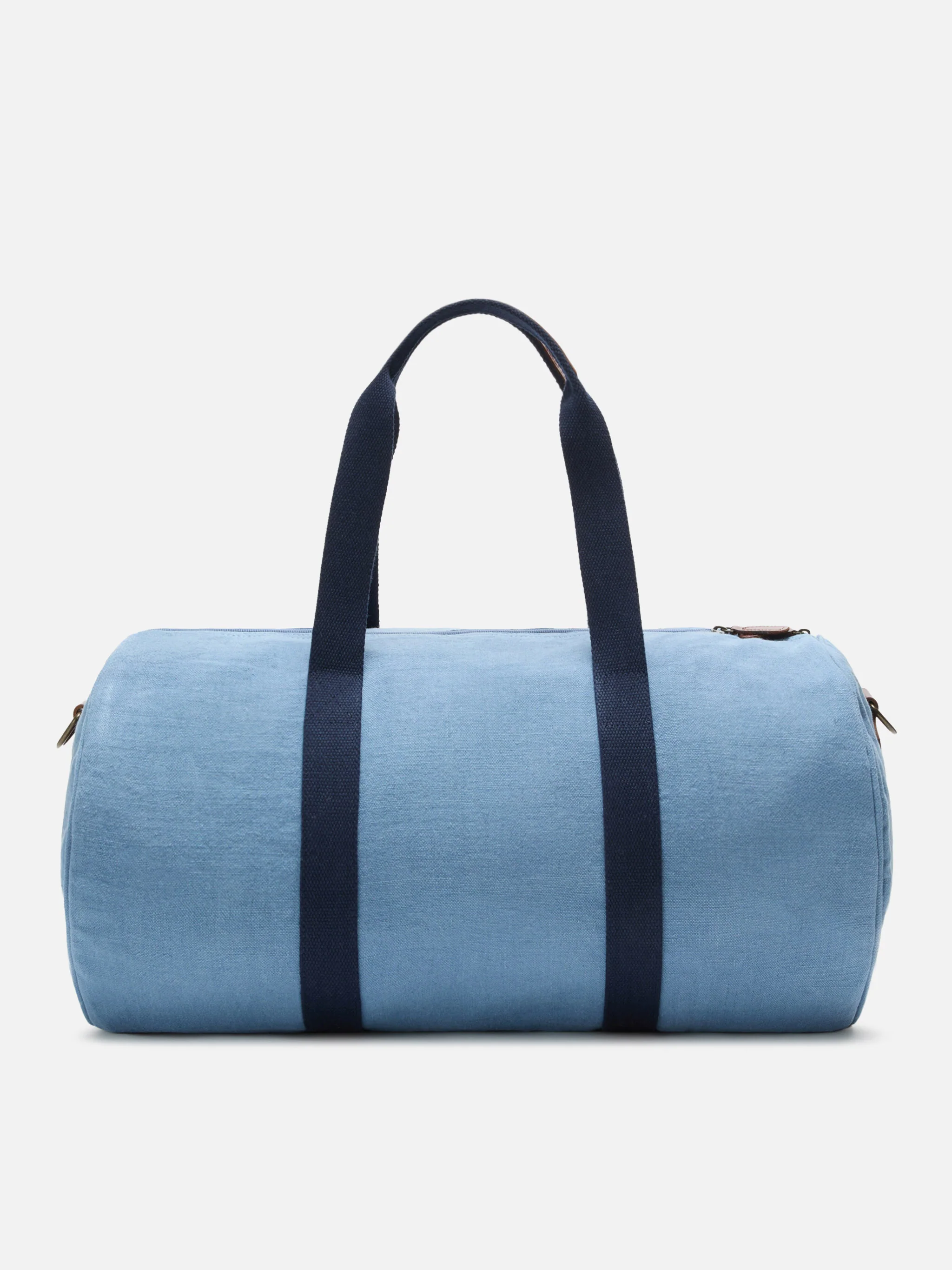 Borsone Round Jetleg in lino blu con logo ricamato a contrasto - Image 4