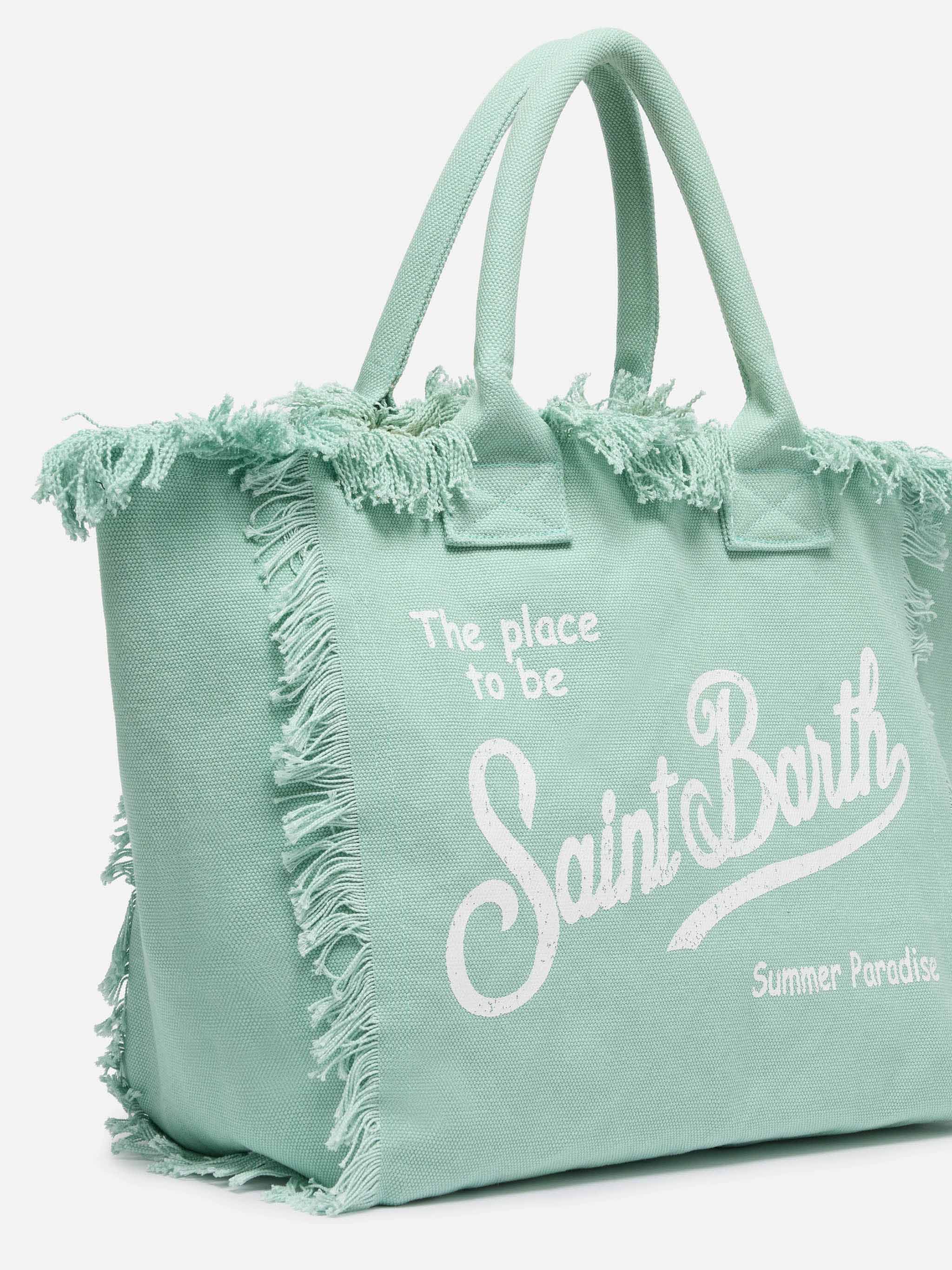 Borsa a spalla Vanity in canvas di cotone verde salvia - Image 3