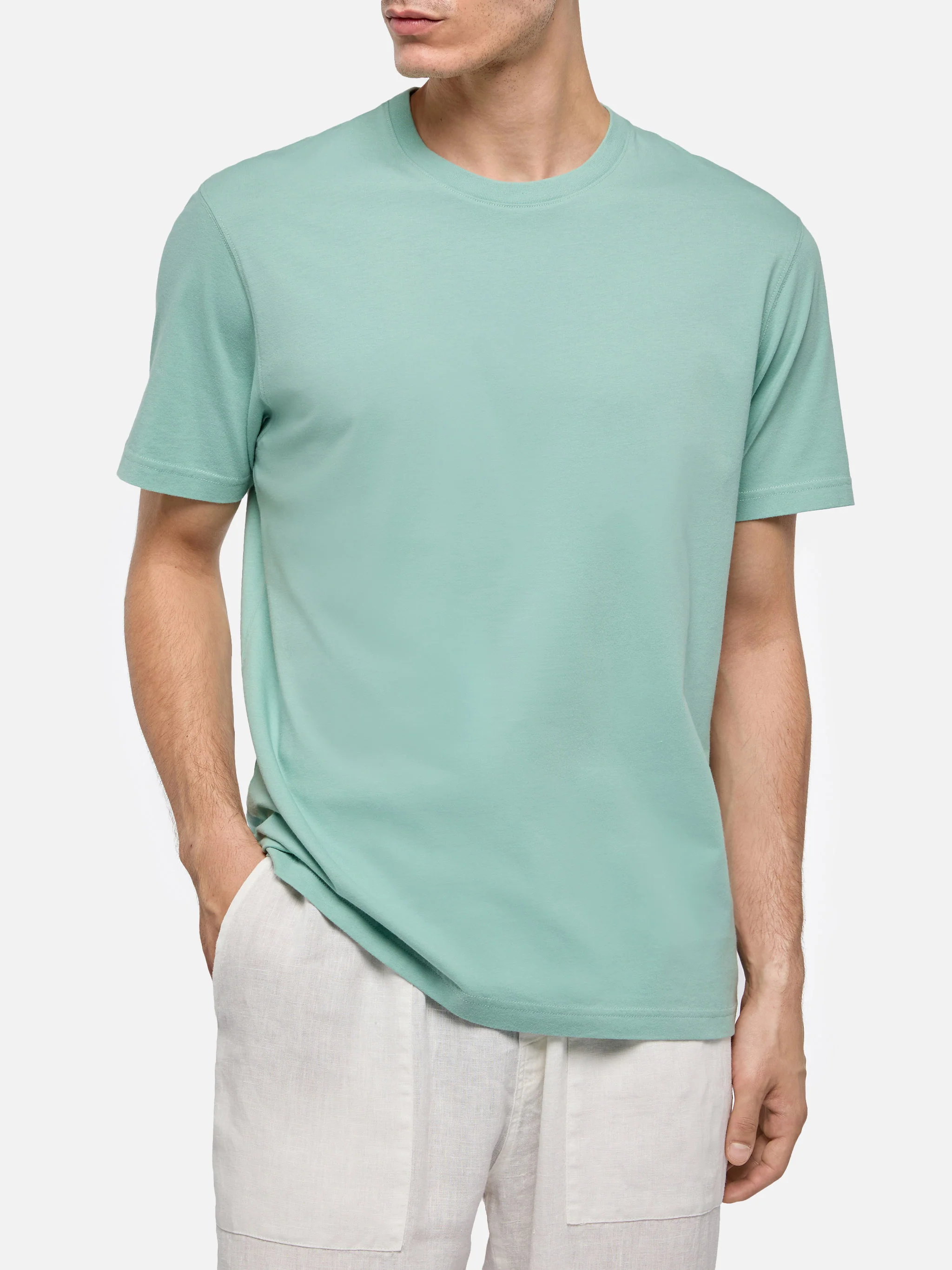 Tshirt Dover in jersey di cotone verde salvia con ricamo St. Barth - Image 2