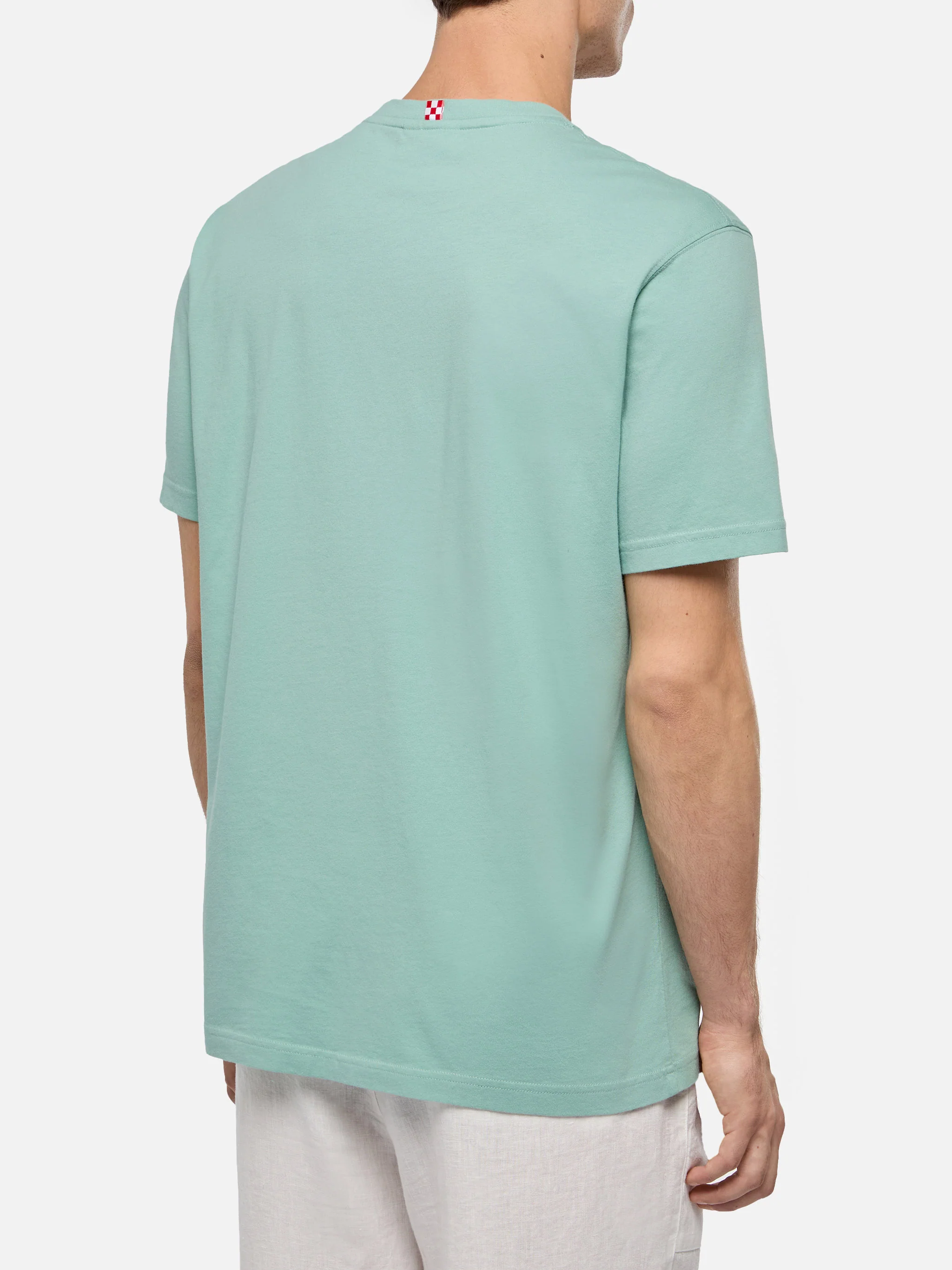 Tshirt Dover in jersey di cotone verde salvia con ricamo St. Barth - Image 4