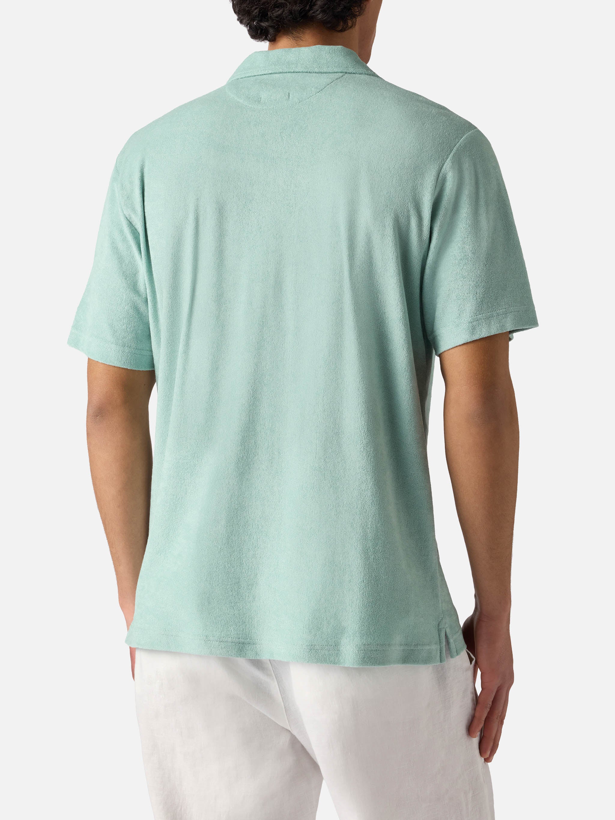 Polo Jeremy in cotone effetto spugna verde salvia - Image 3