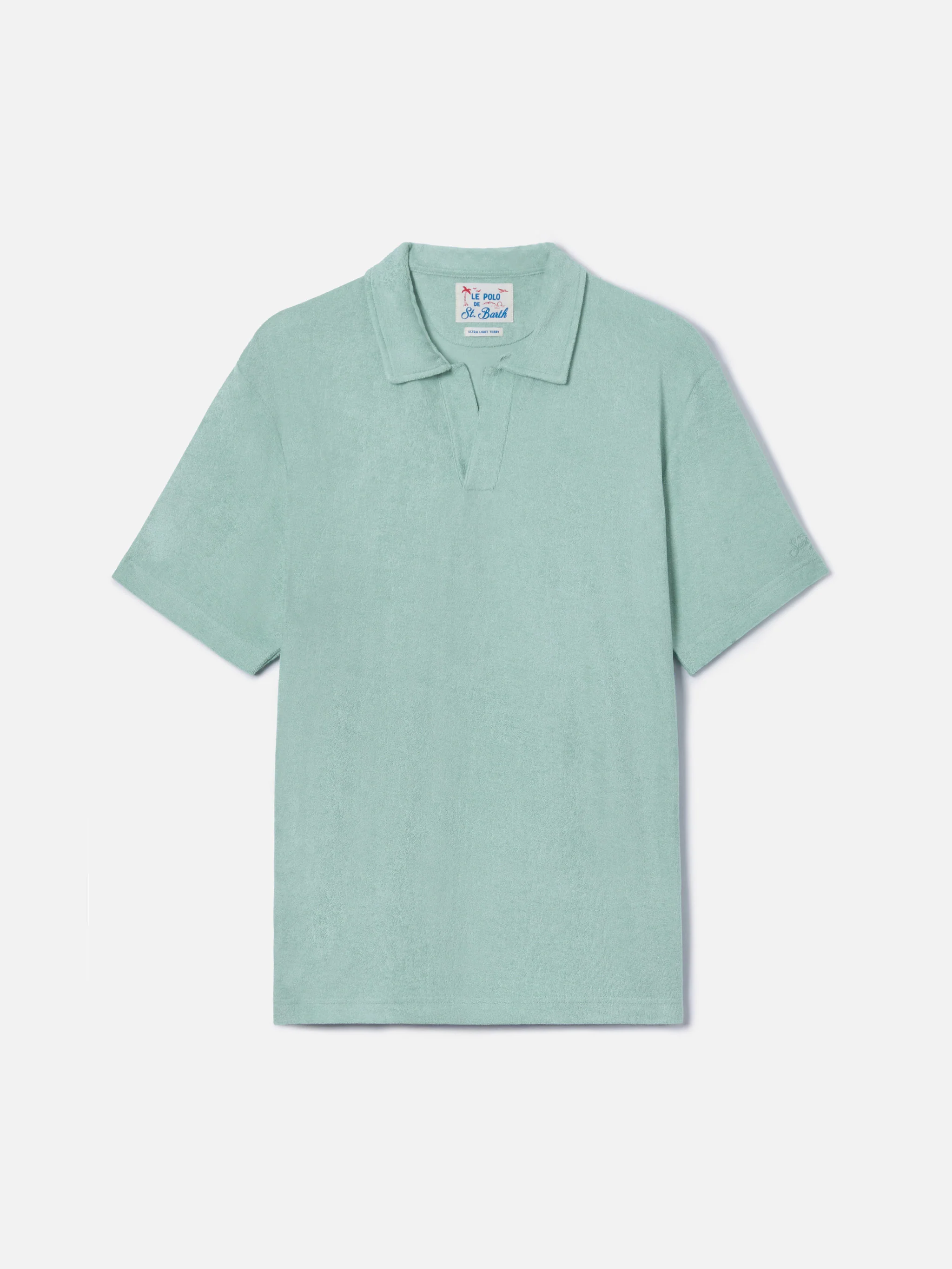 Polo Jeremy in cotone effetto spugna verde salvia - Image 4