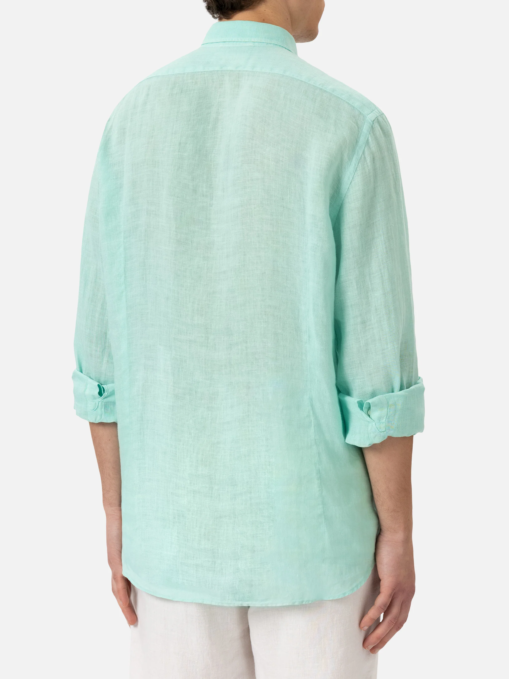 Camicia Pamplona in lino verde salvia - Image 3