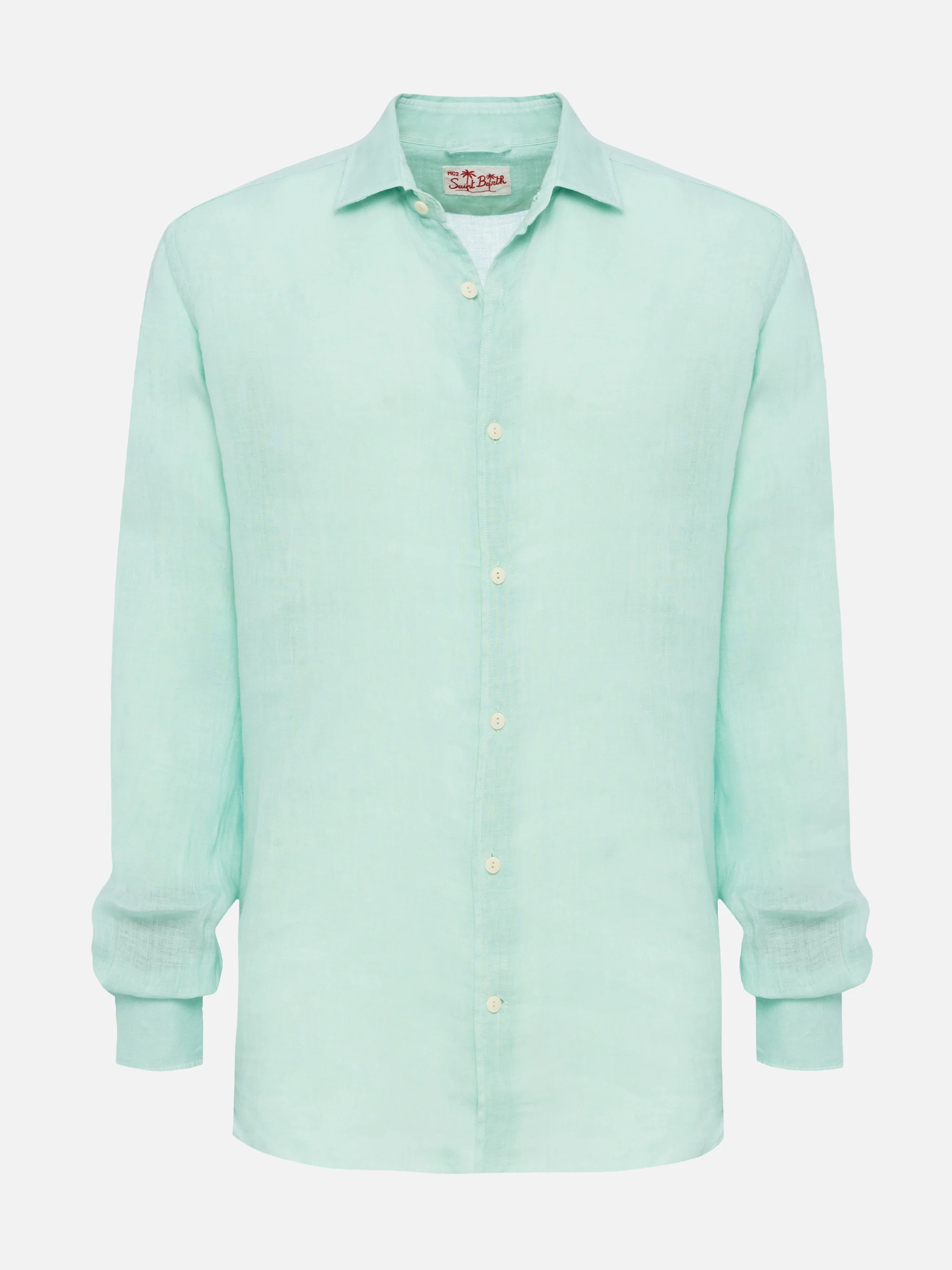 Camicia Pamplona in lino verde salvia - Image 4