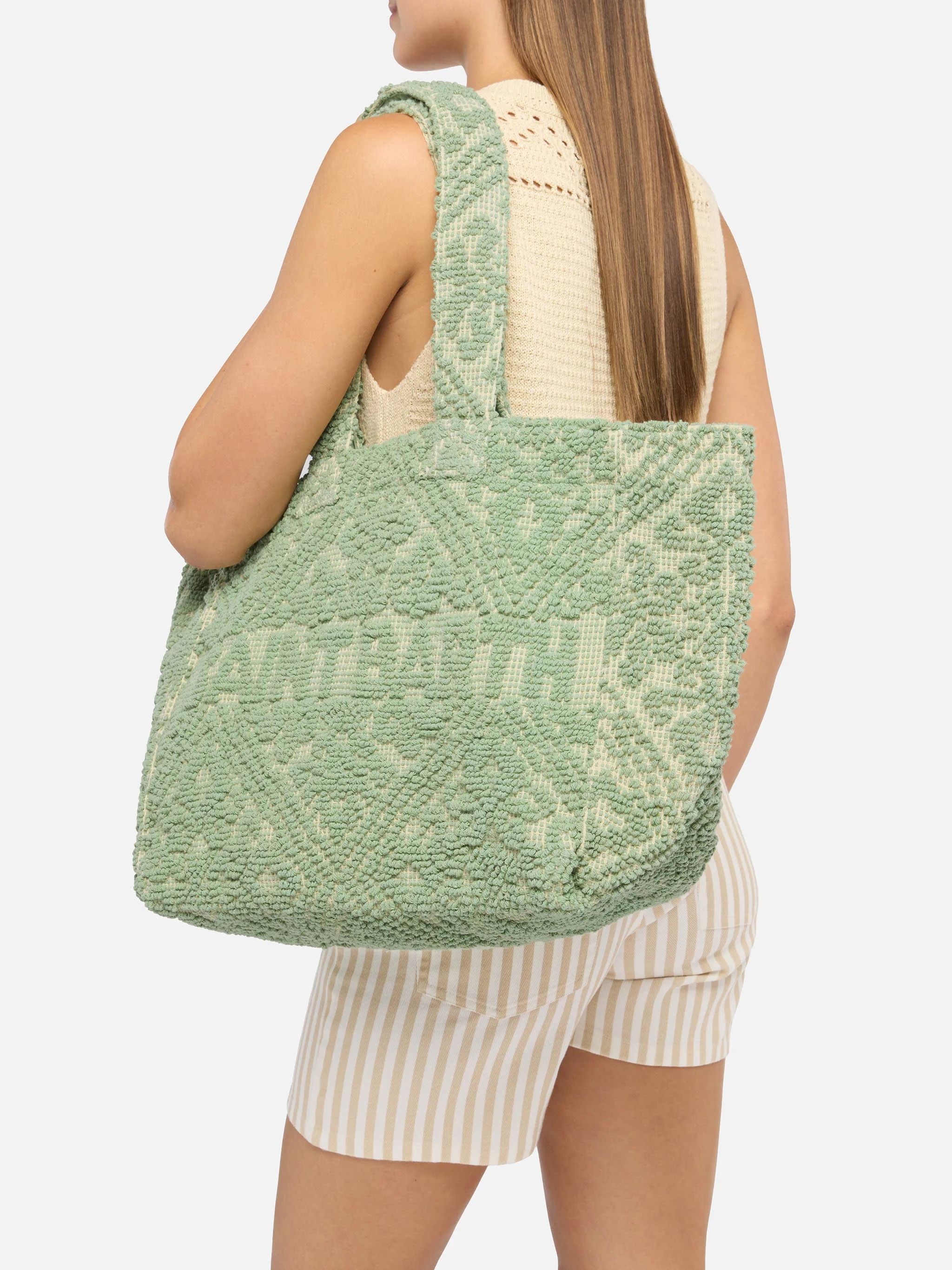 Tufting Cotton Tote Bag verde salvia - Image 2
