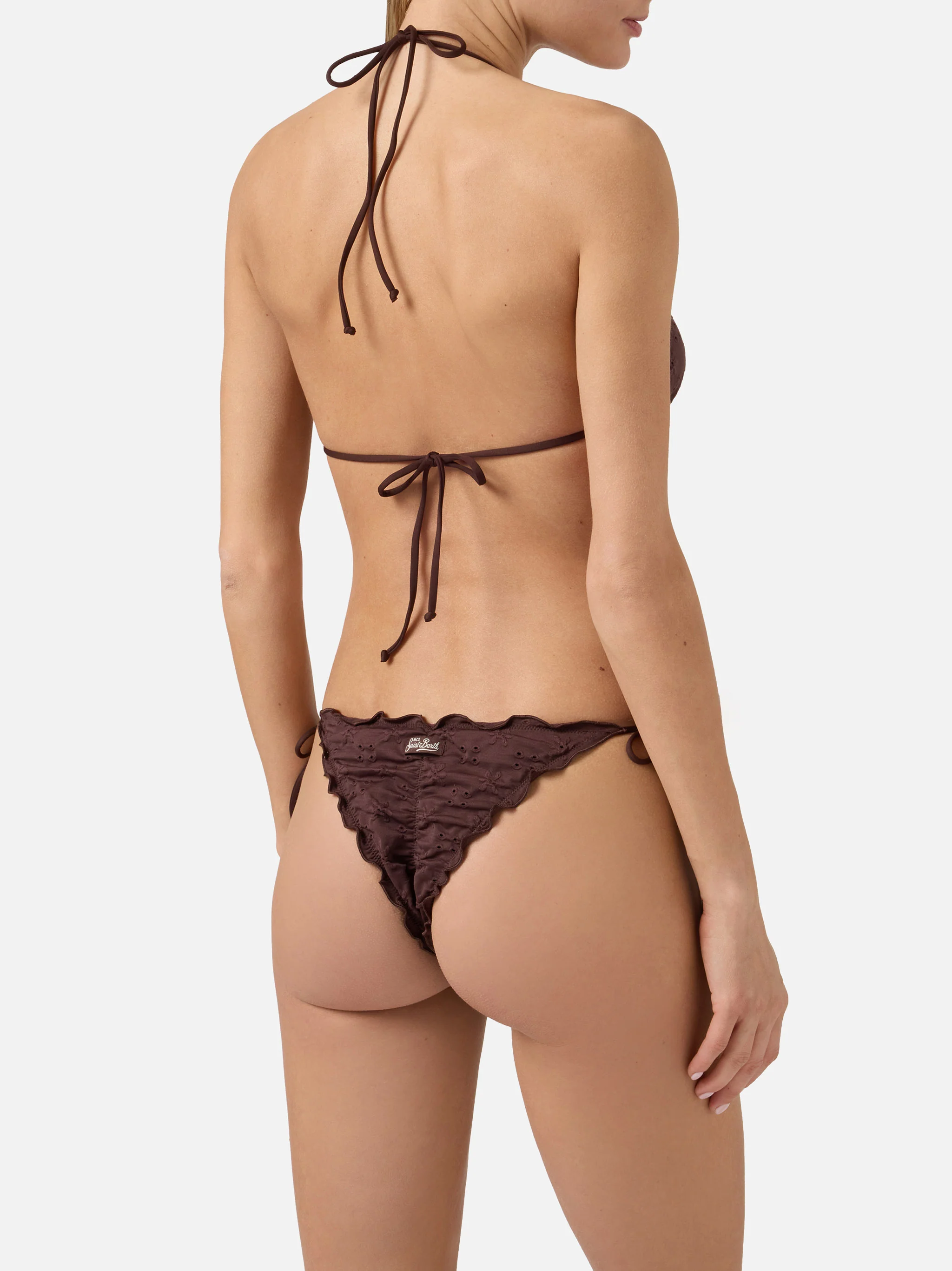 Bikini Sagittarius Miami in tessuto sangallo marrone - Image 4