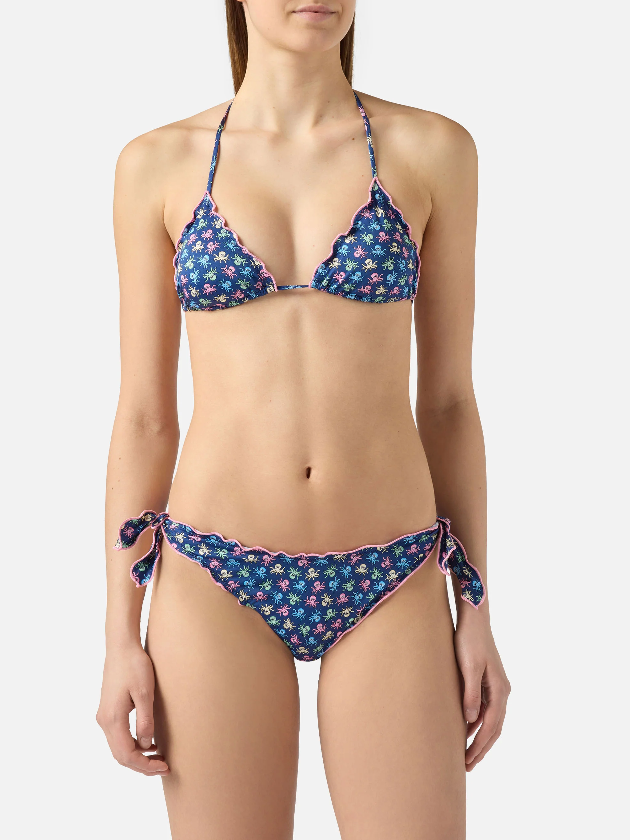 Bikini Sarius triangolo blu con stampa polipetti all-over - Image 2