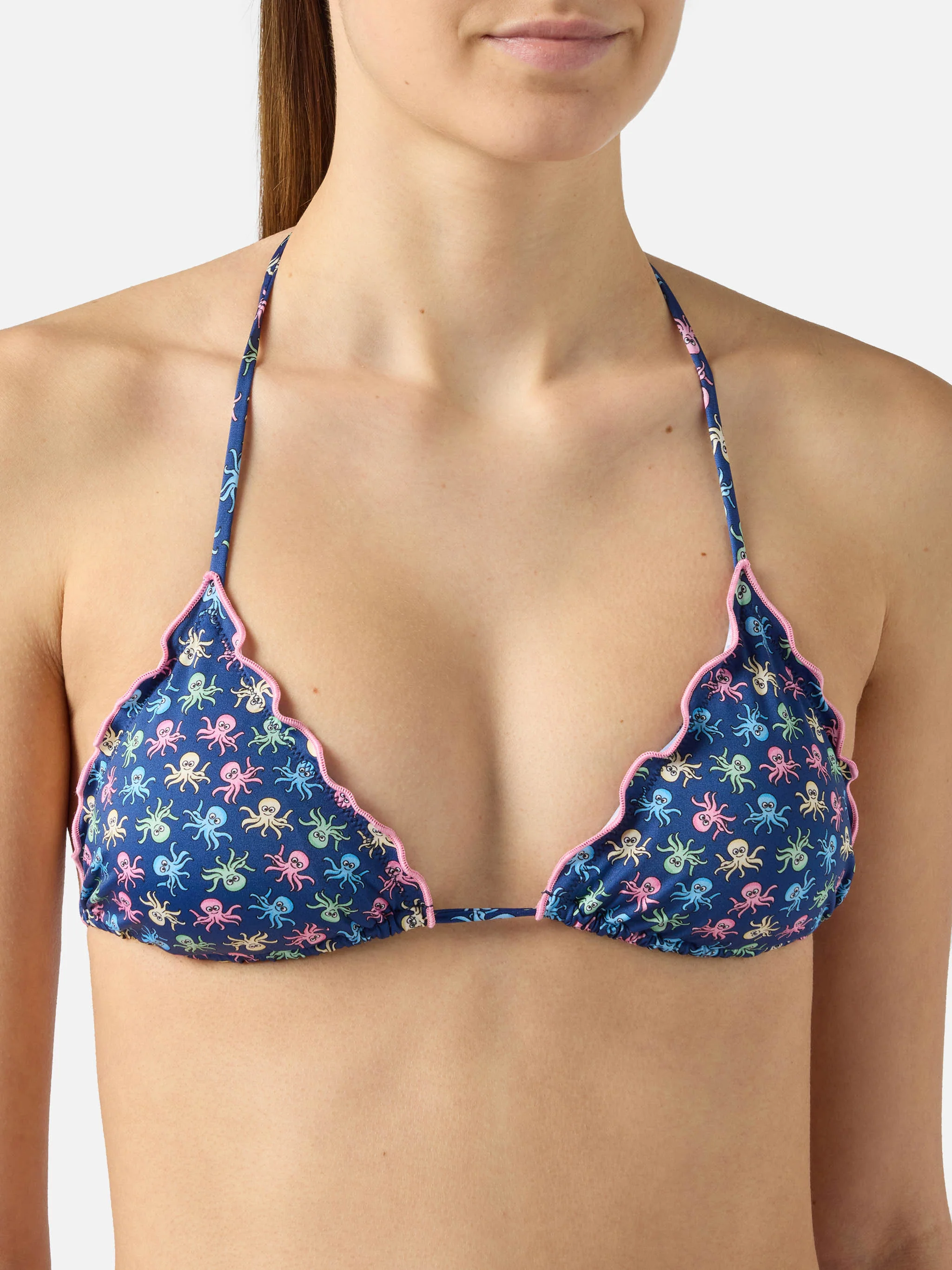 Bikini Sarius triangolo blu con stampa polipetti all-over - Image 4