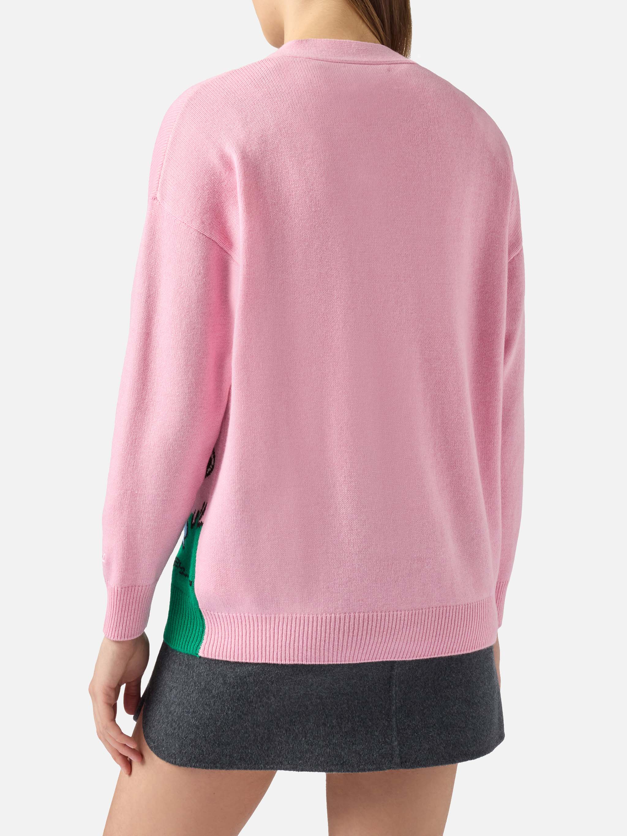 Cardigan Sasi in misto cashmere rosa con jacquard Snoopy | PEANUTS SPECIAL EDITION - Image 3