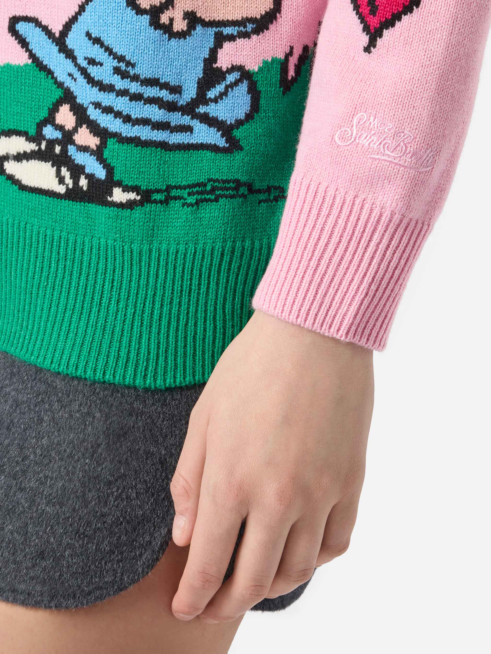 Cardigan Sasi in misto cashmere rosa con jacquard Snoopy | PEANUTS SPECIAL EDITION - Image 4