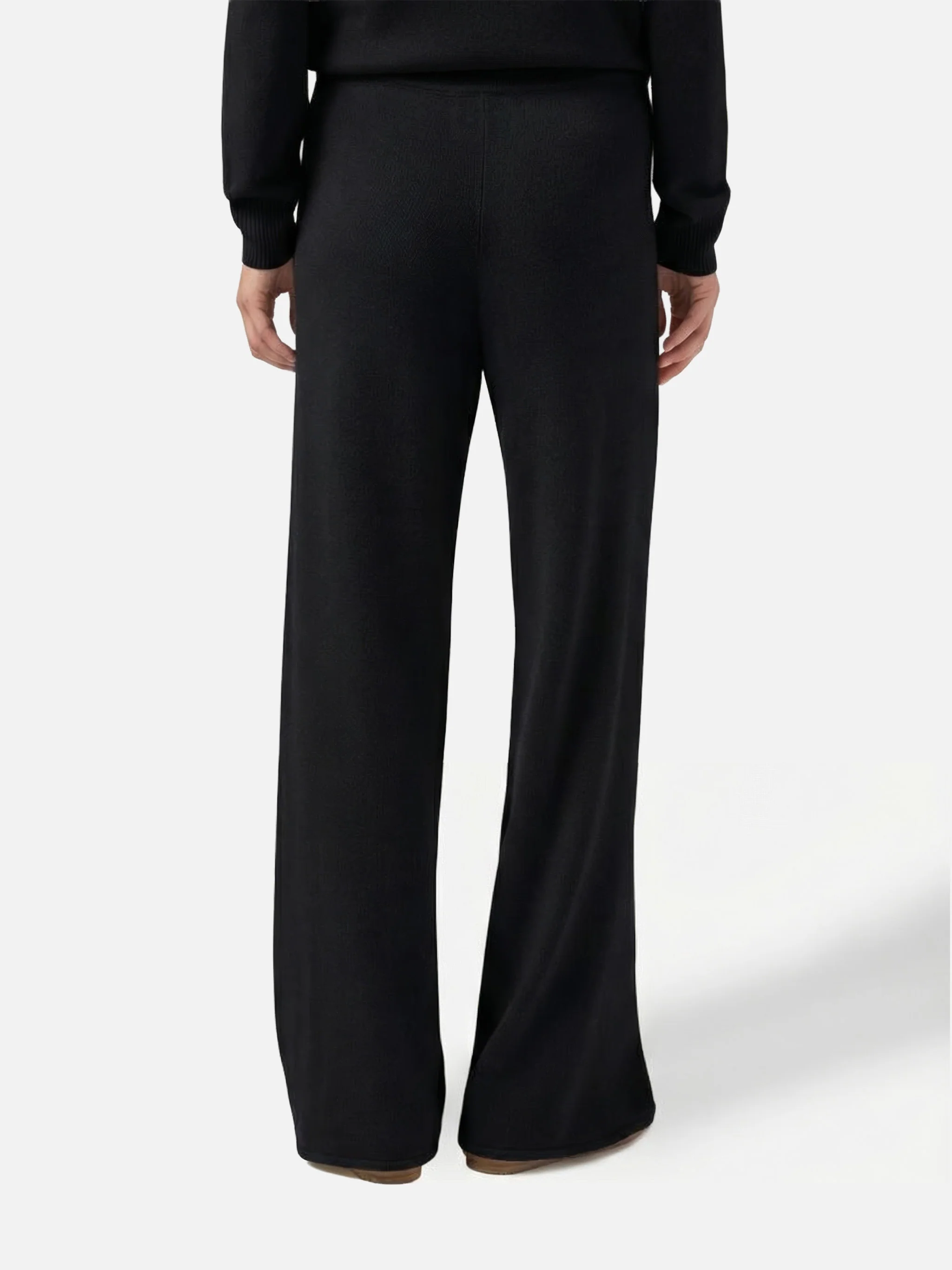 Pantaloni palazzo Savine neri in misto cashmere - Image 2