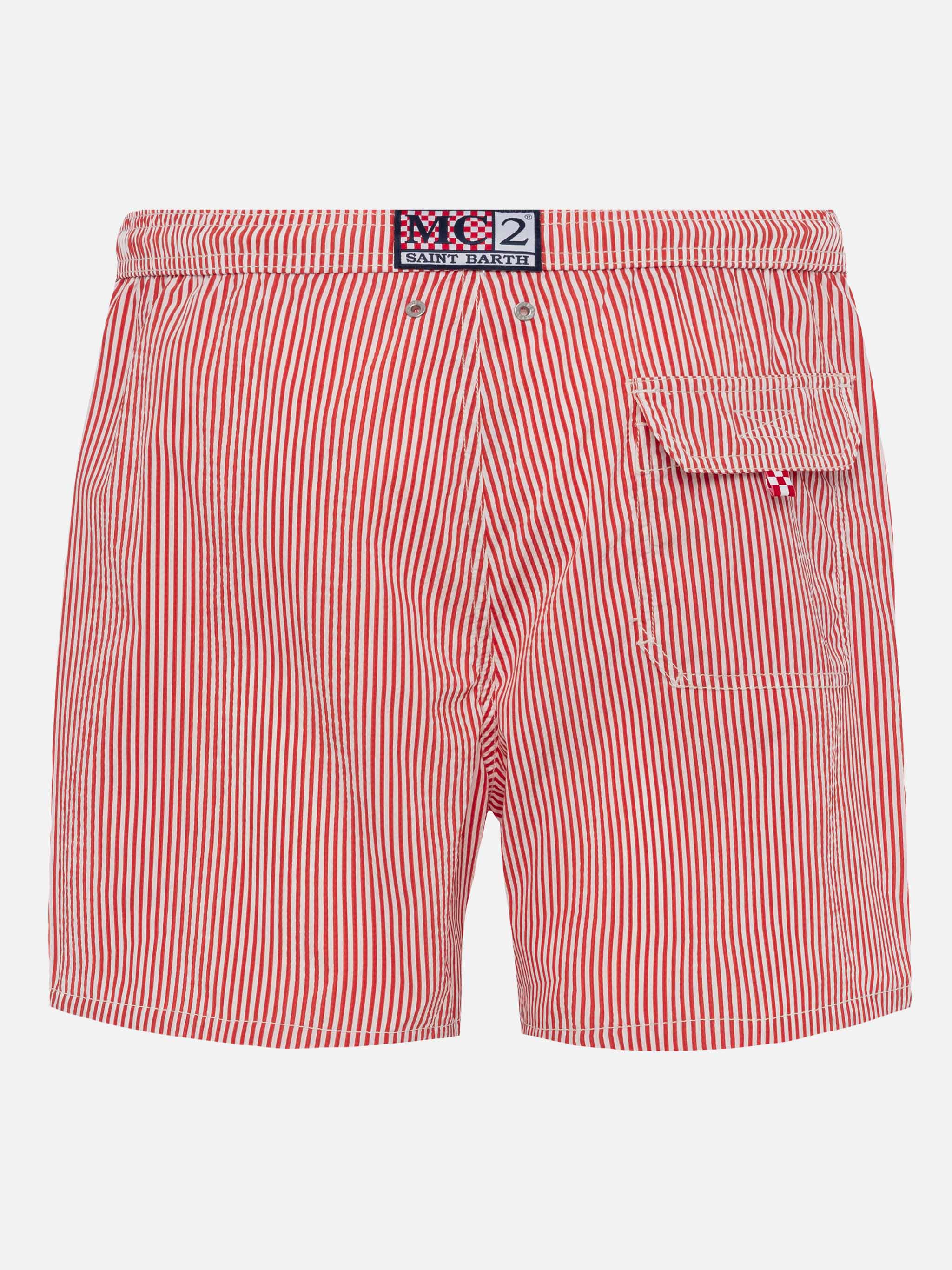 Costume classico leggero Patmos in seersucker a righe rosse - Image 2