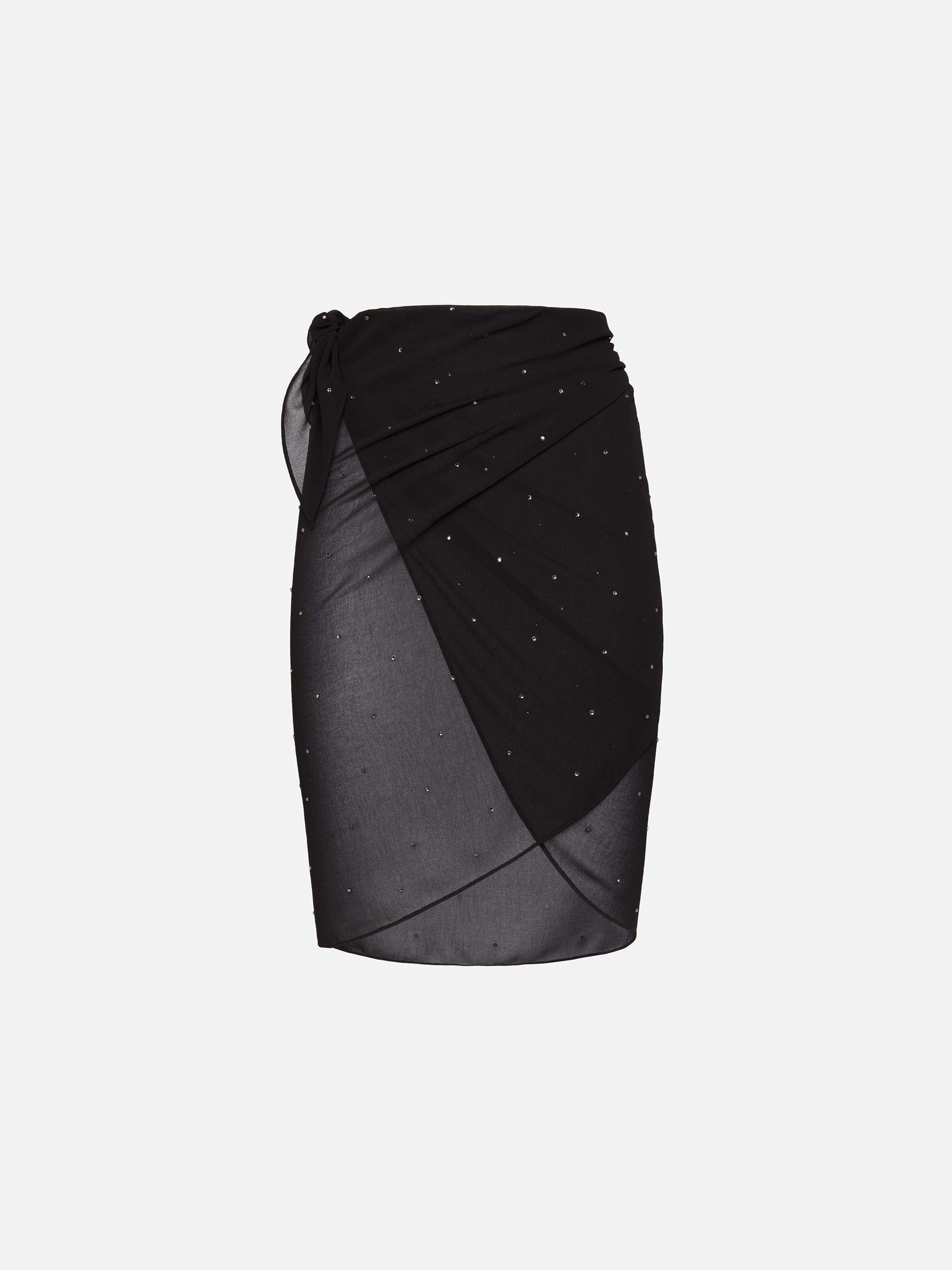 Sery short pareo in georgette nera con decorazioni di strass - Image 5