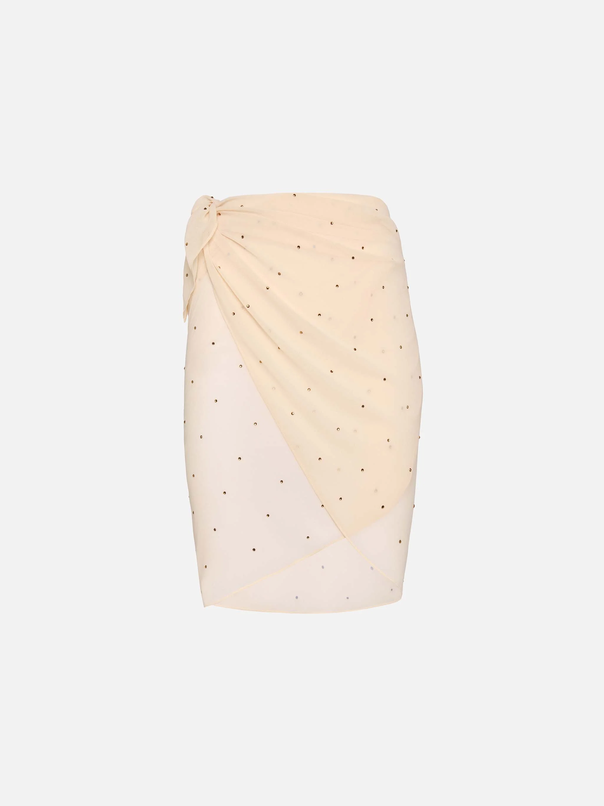 Sery short pareo in georgette bianco panna con decorazioni di strass - Image 4