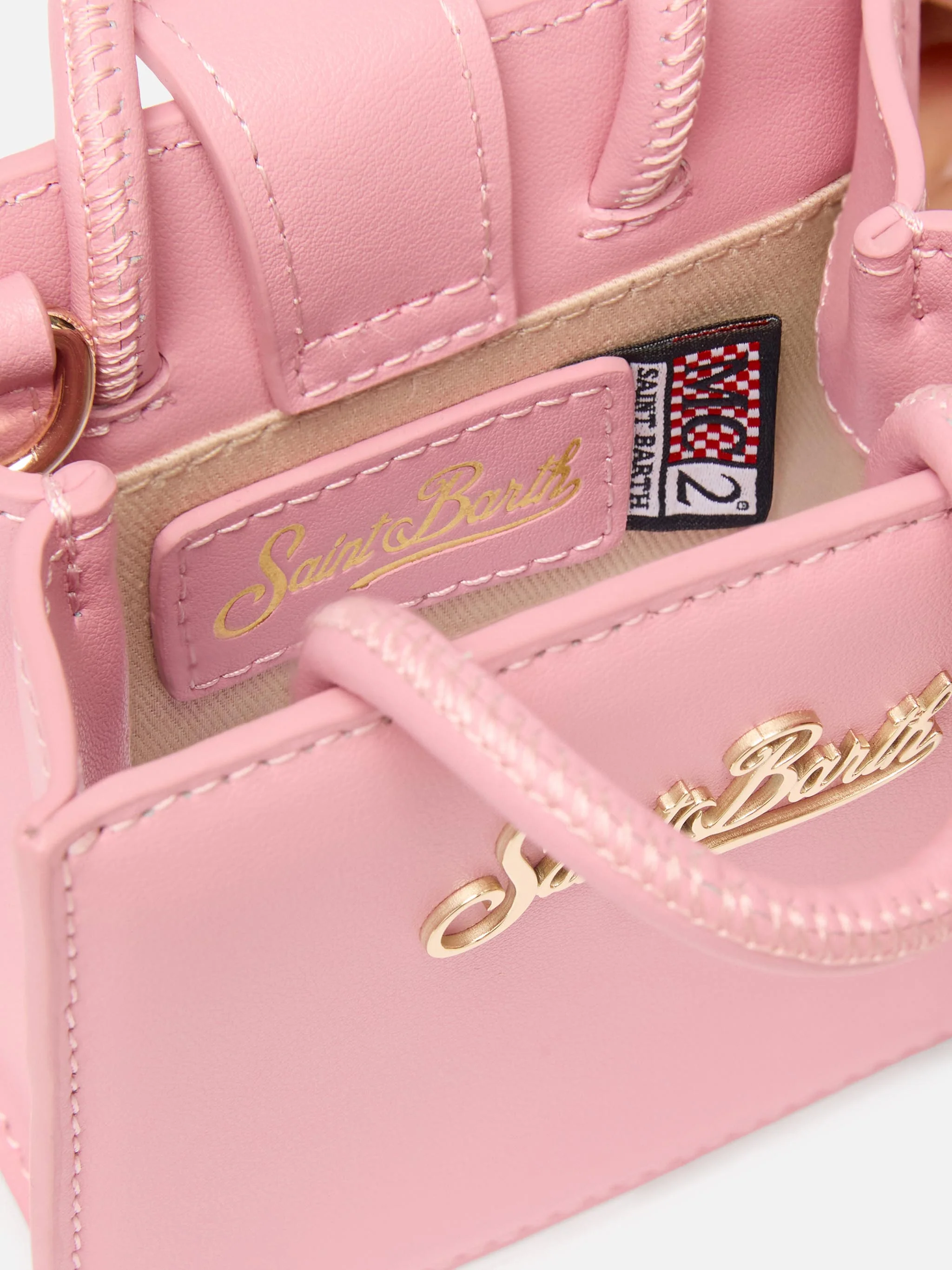 Shop Bag Micro in pelle rosa pastello - Image 5