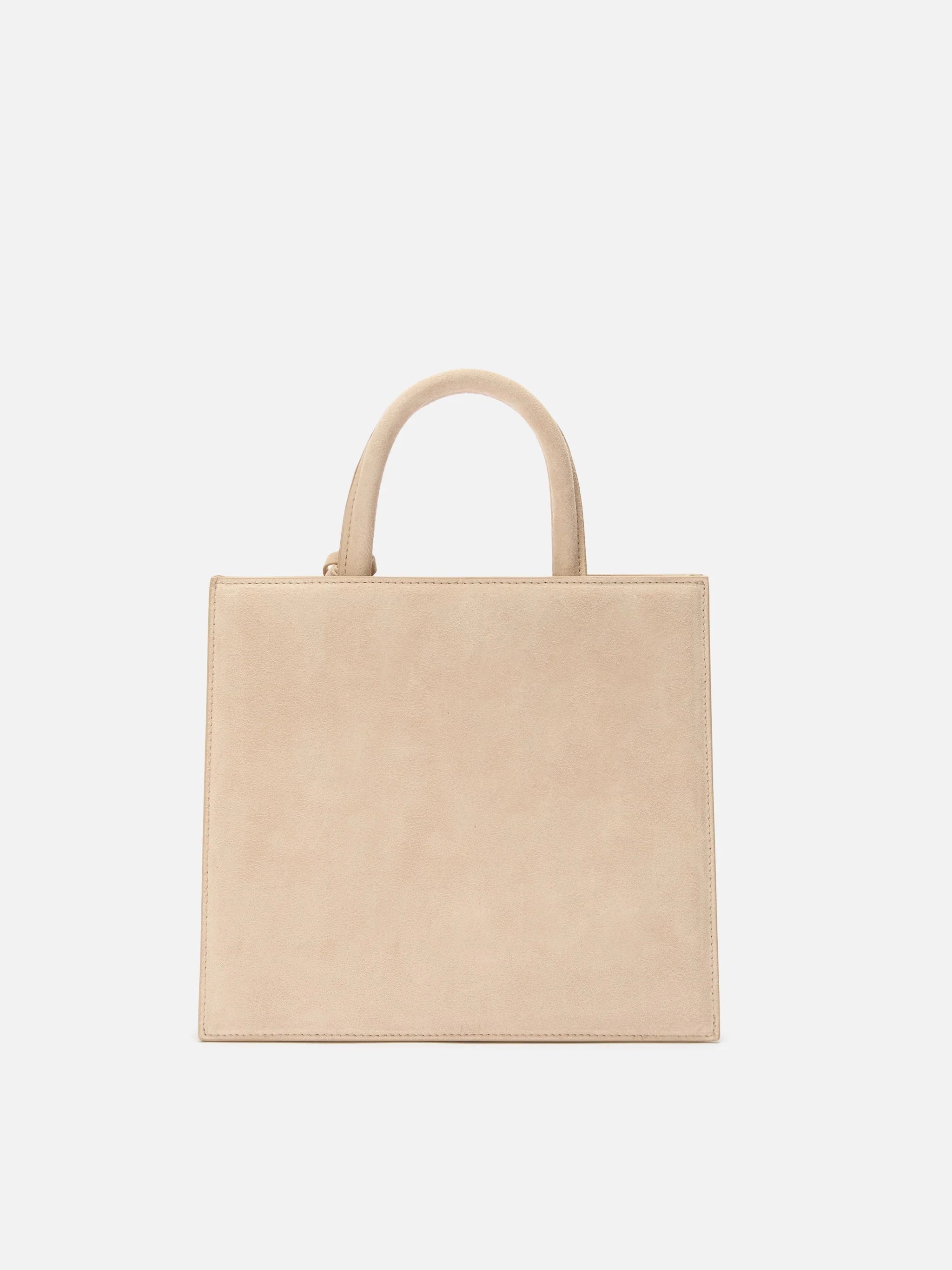 Borsa a mano Shop Bag Midi in pelle scamosciata beige - Image 4