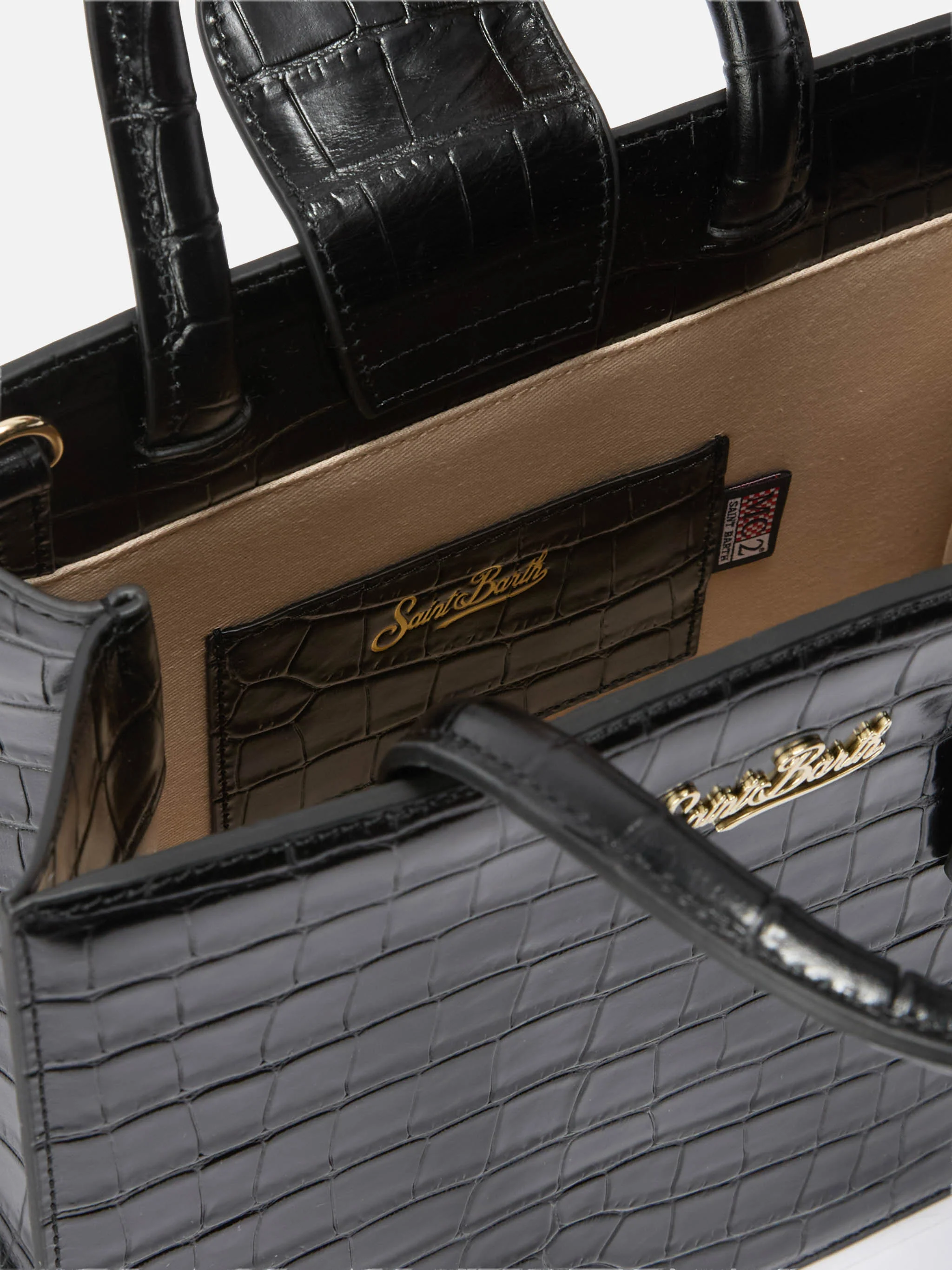 Borsa Shop Bag Midi stampa coccodrillo nera - Image 5