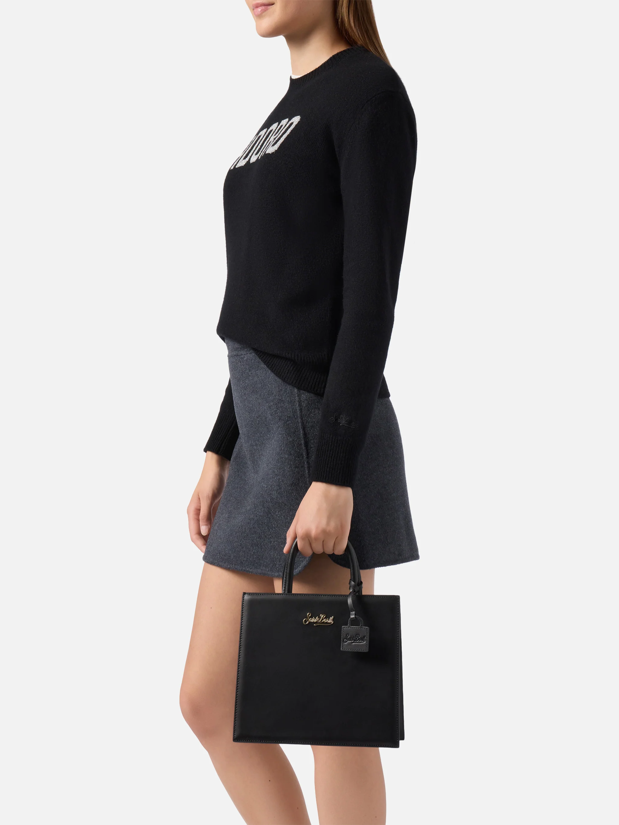 Borsa Shop Bag Midi pelle nera - Image 2
