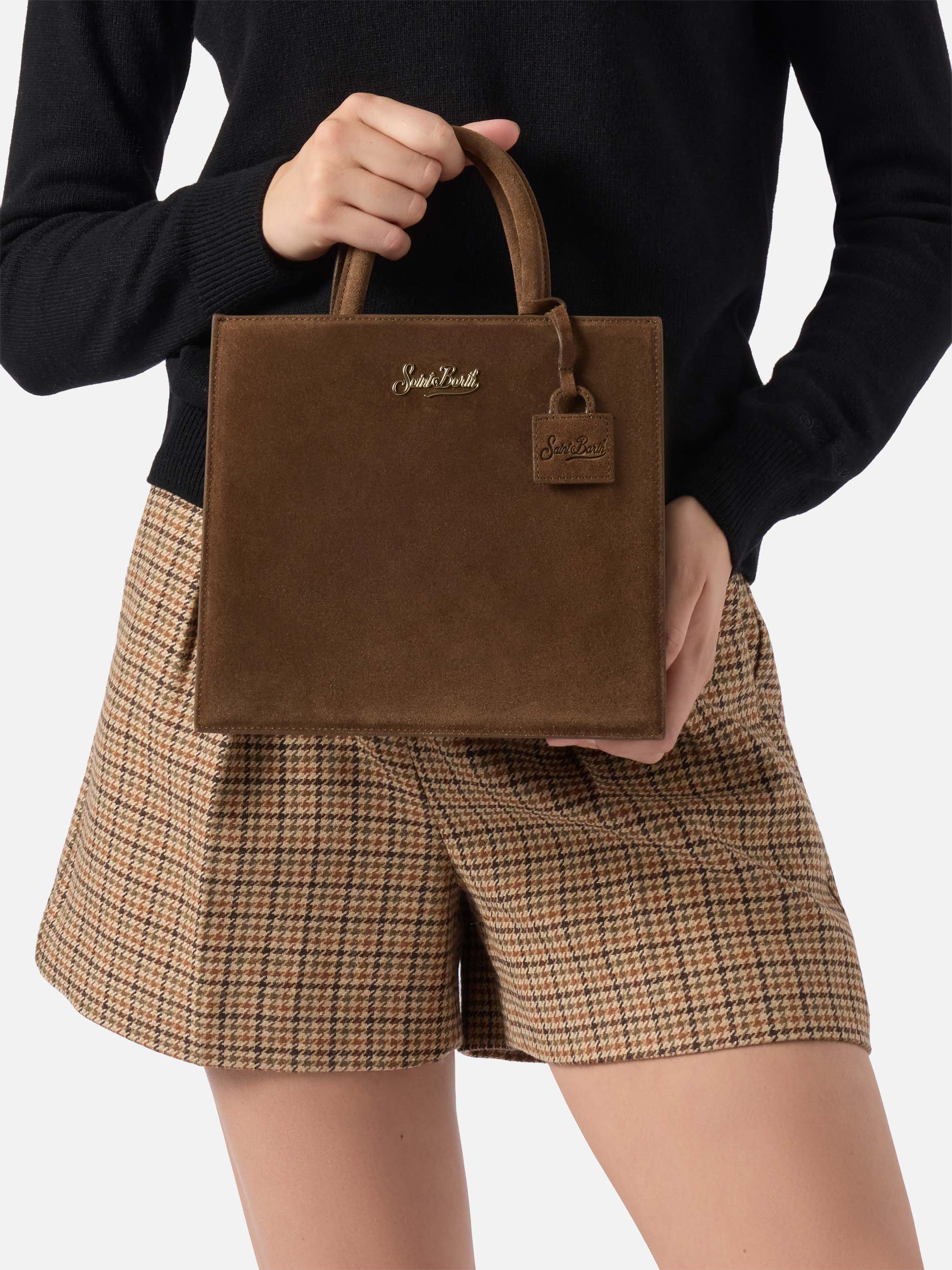 Borsa a mano Shop Bag Midi in pelle scamosciata marrone - Image 2