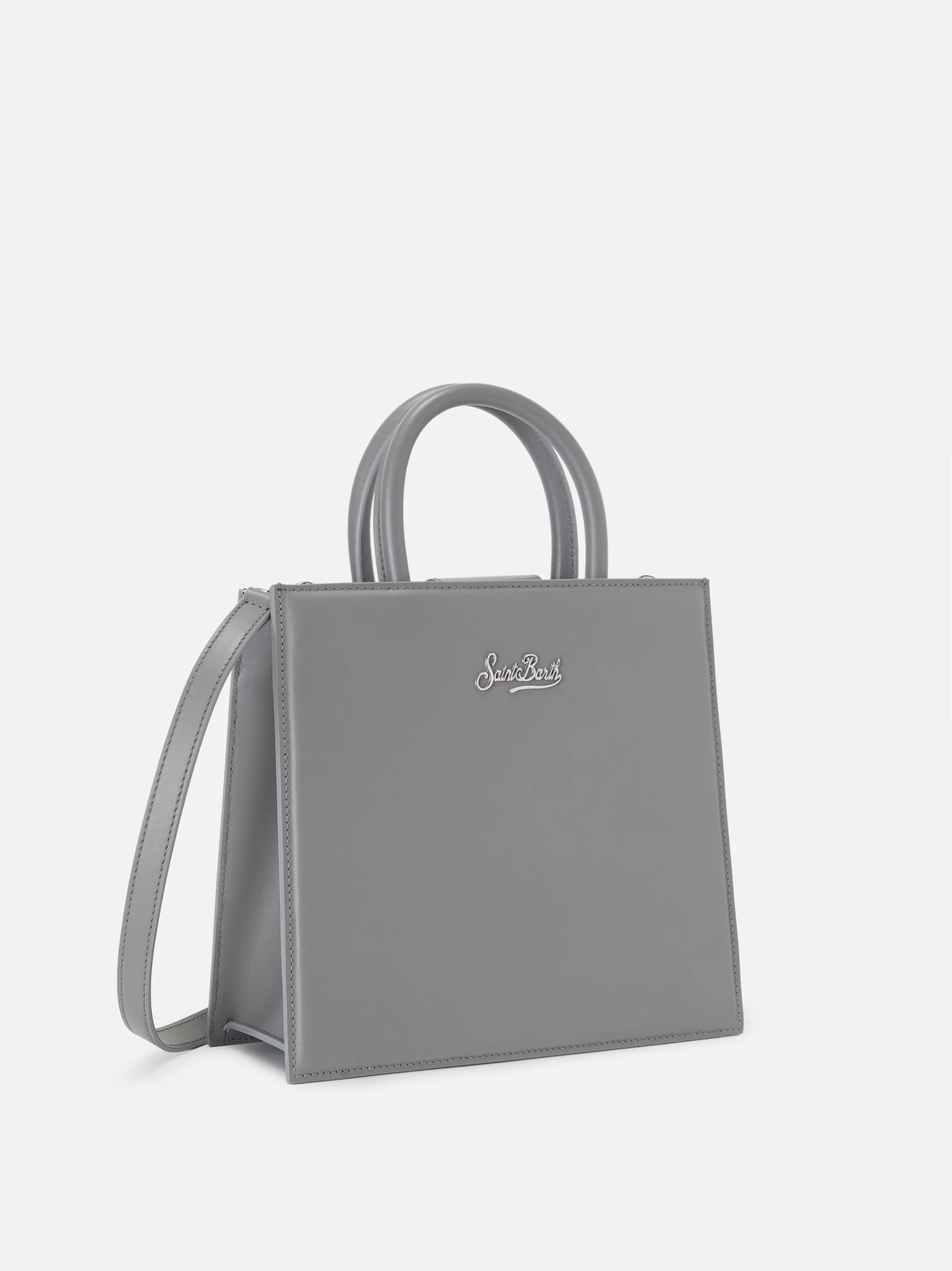 Borsa Shop Bag Midi pelle grigia - Image 2