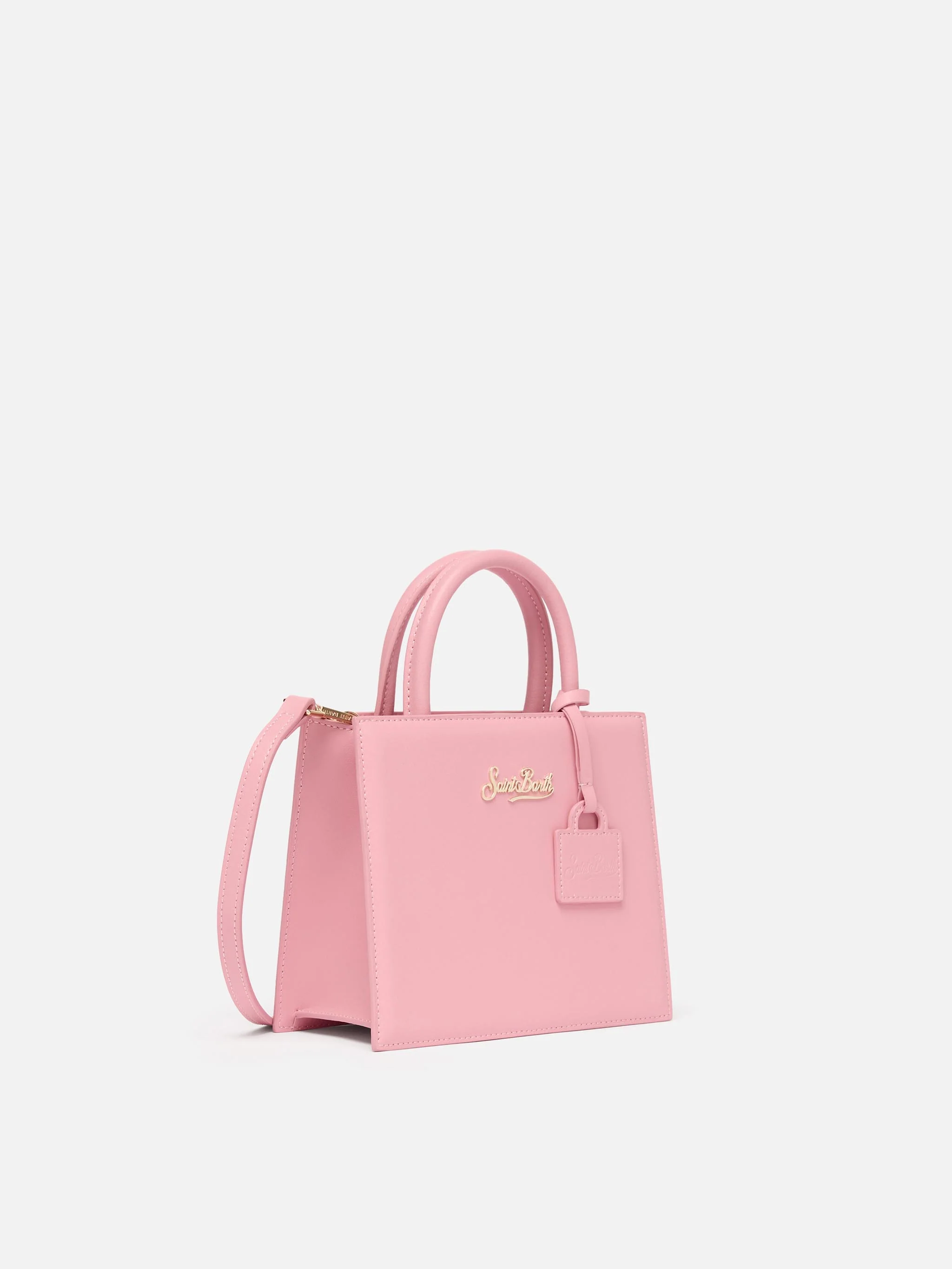 Shop Bag Mini in pelle rosa pastello - Image 3