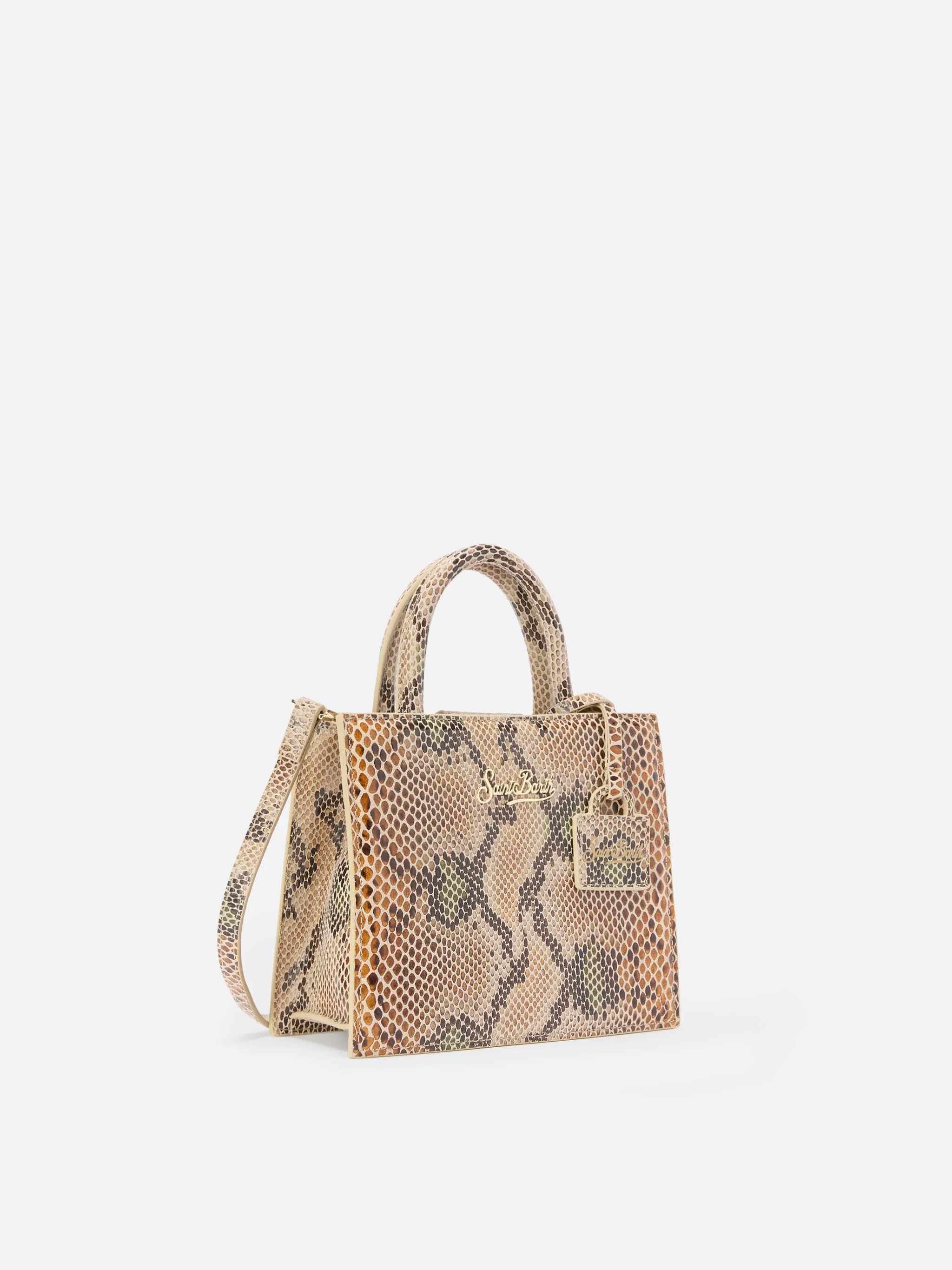 Borsa Shop Bag Mini stampa pitone beige - Image 3