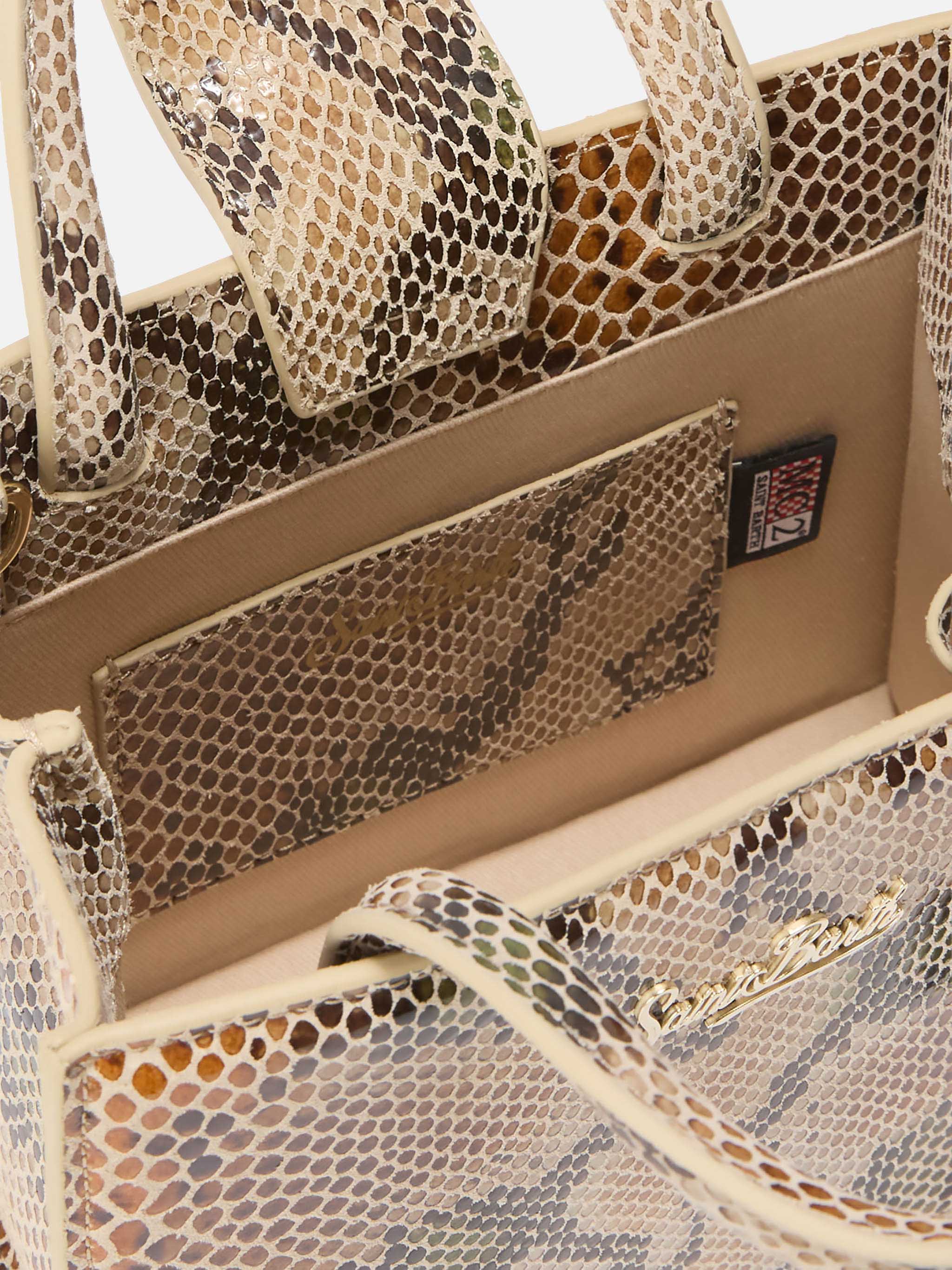 Borsa Shop Bag Mini stampa pitone beige - Image 5