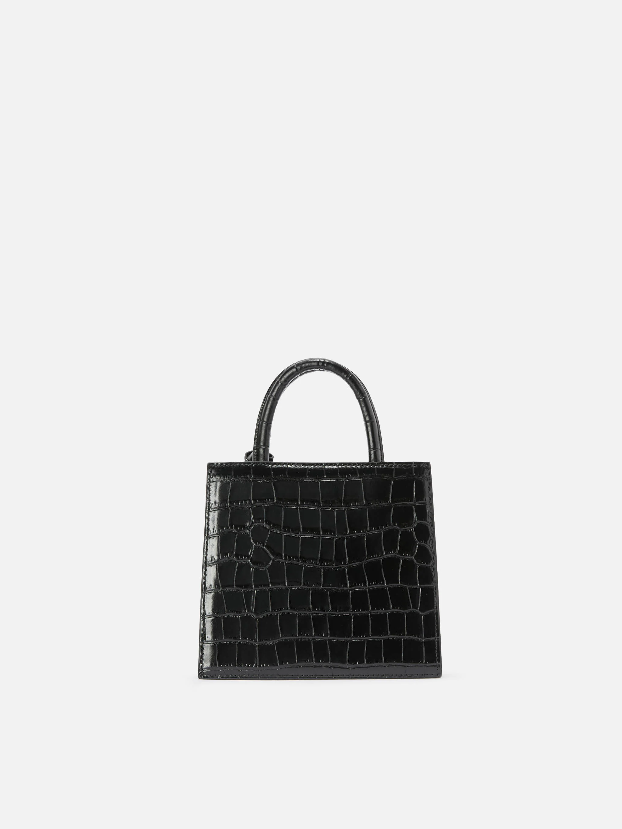 Borsa a mano Shop Bag Mini in pelle stampa cocco nera - Image 4