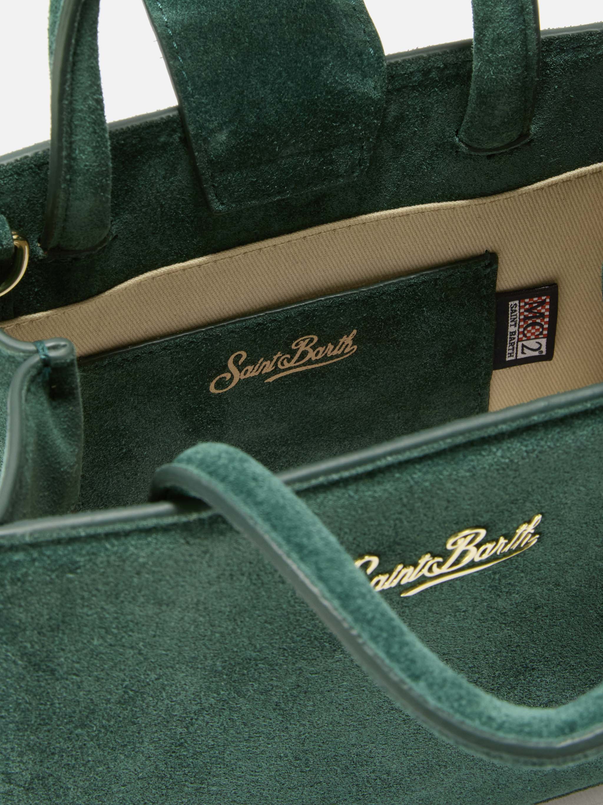 Borsa a mano Shop Bag Mini in pelle scamosciata verde - Image 5