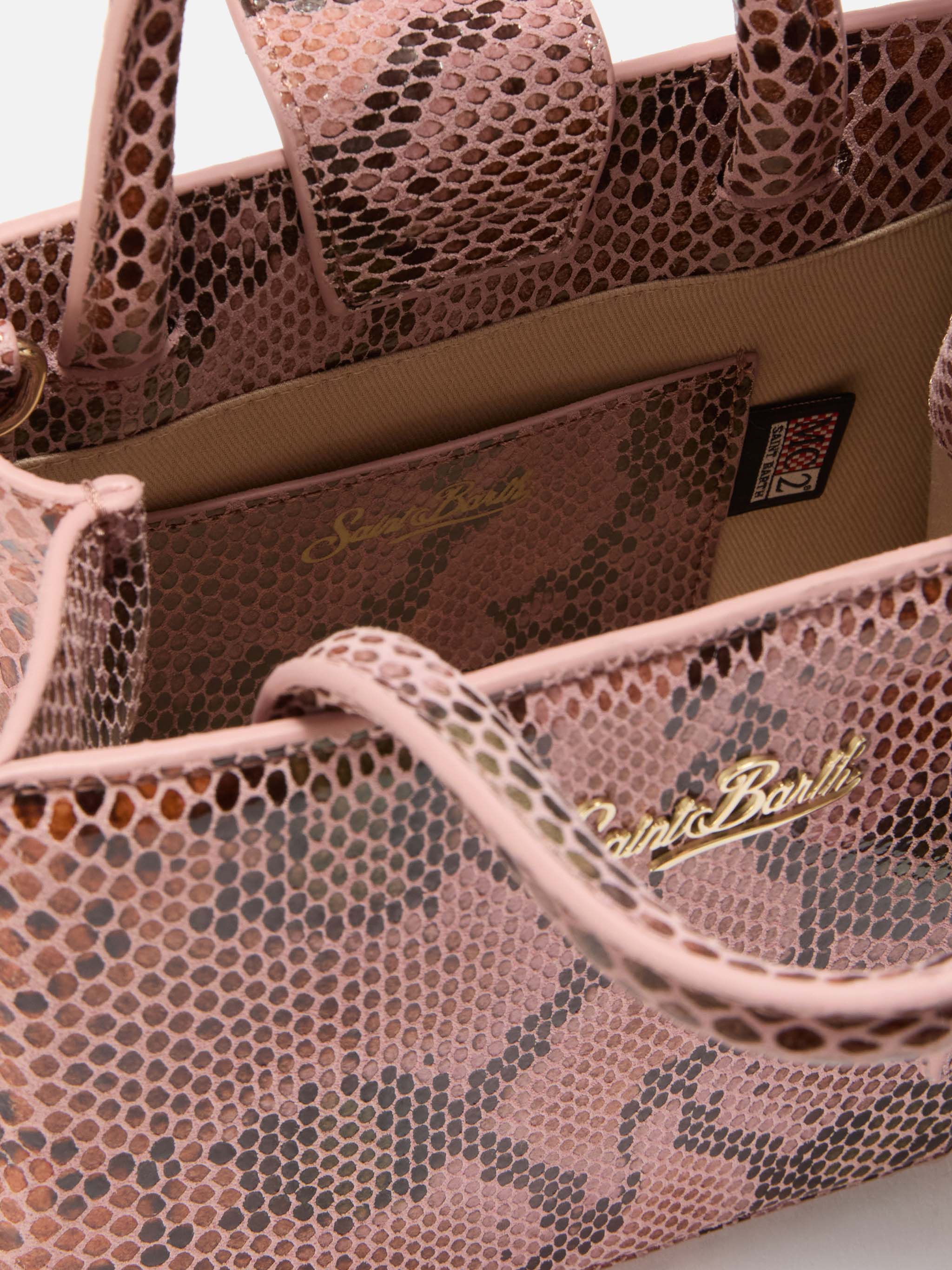 Borsa Shop Bag Mini stampa pitone rosa - Image 5