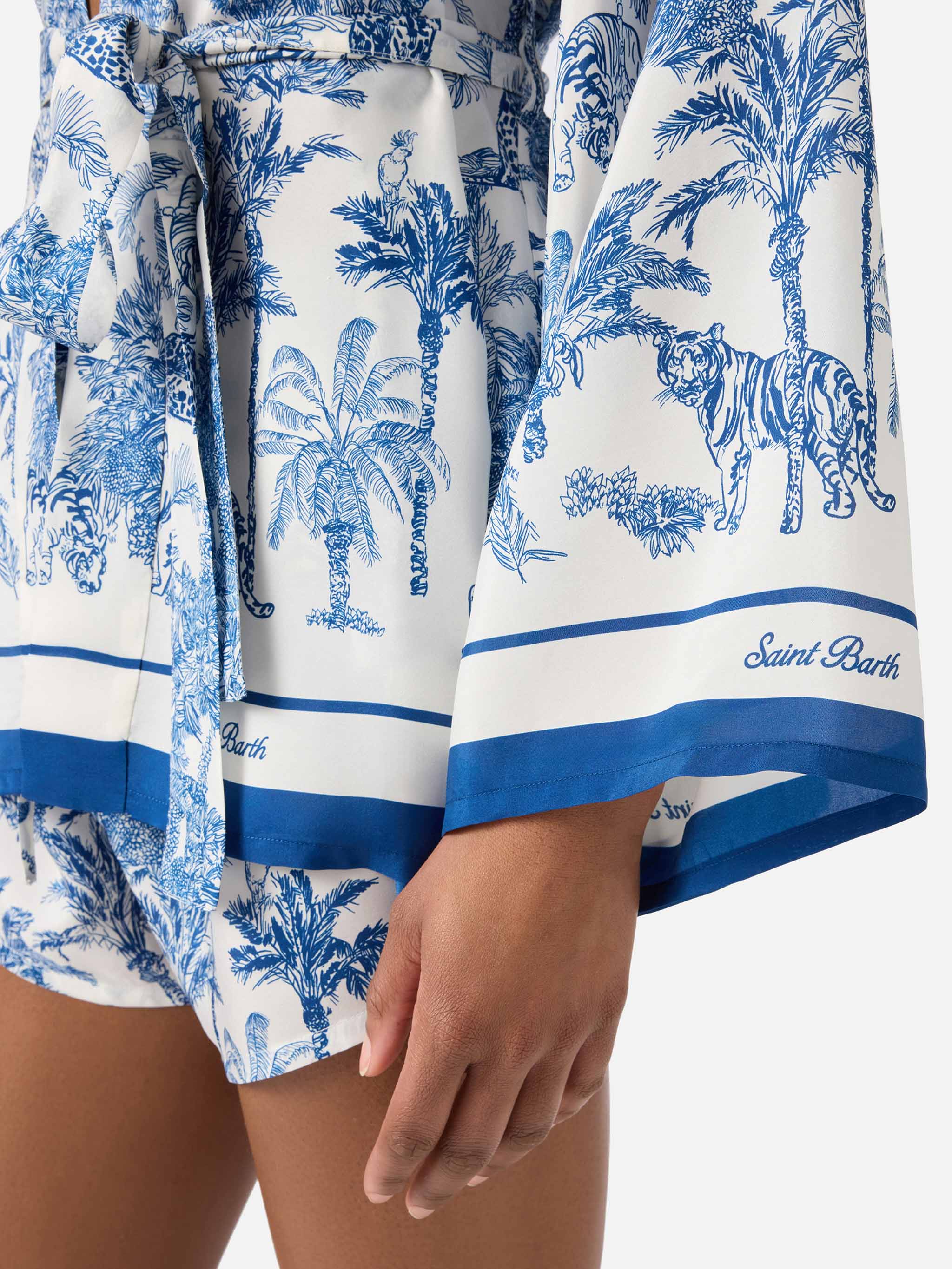 Kimono corto Carly in seta con stampa toile de Jouy - Image 2